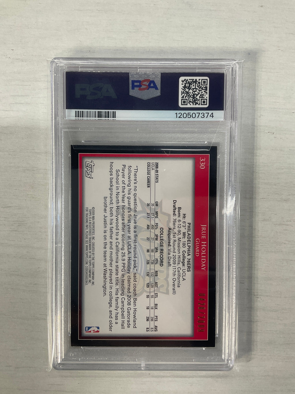 2009 Topps Jrue Holiday Gold /2009 PSA 7