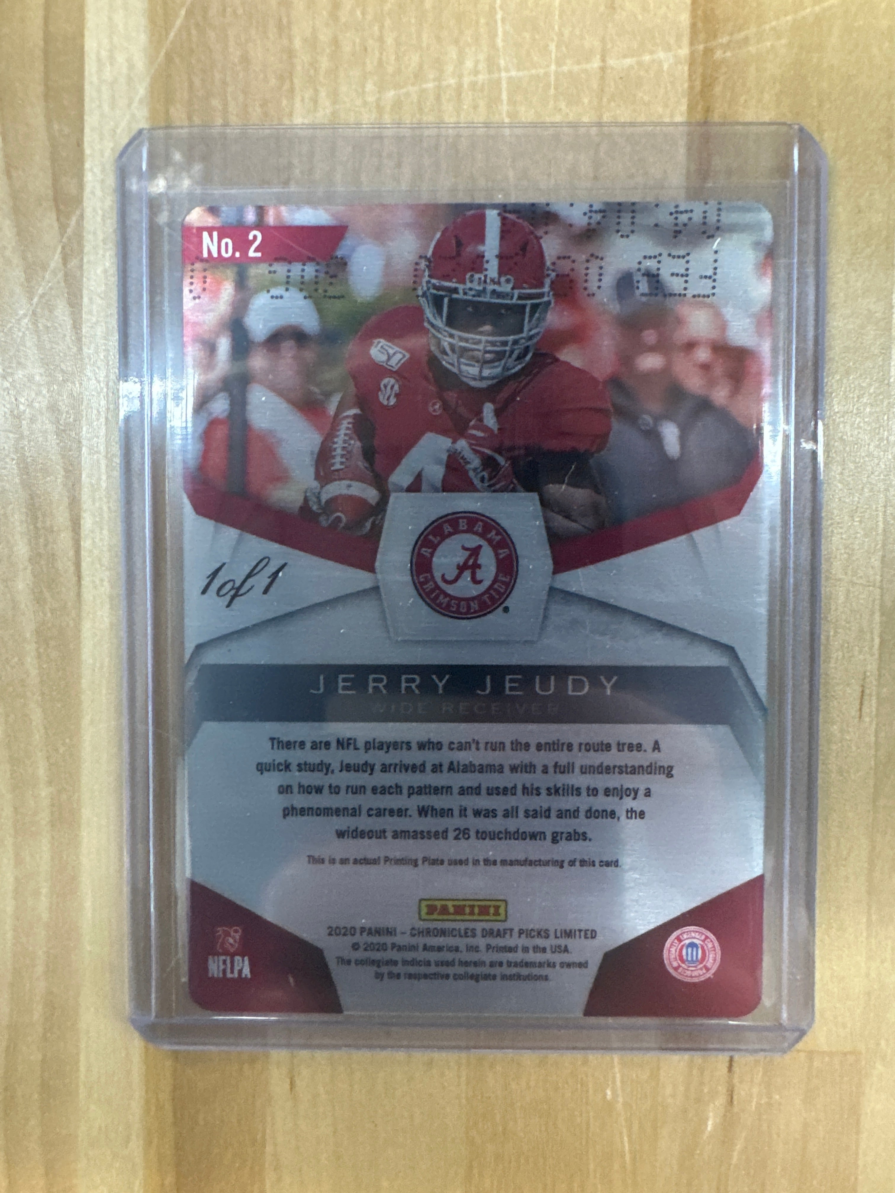2020 Chronicels Draft Limited Jerry Jeudy Plate 1/1 Alabama