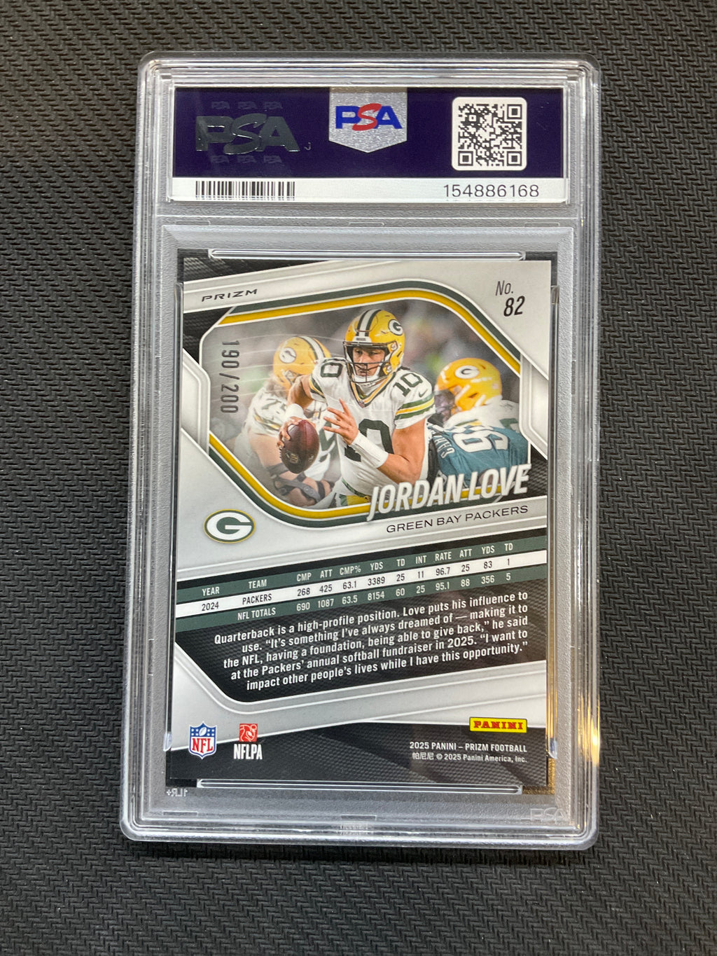 2025 Prizm Jordan Love Hyper Prizm /200 PSA 10
