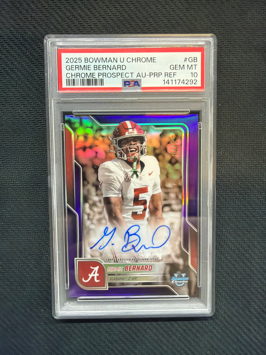 2025 Bowman U Germie Bernard Auto /75 PSA 10 Alabama