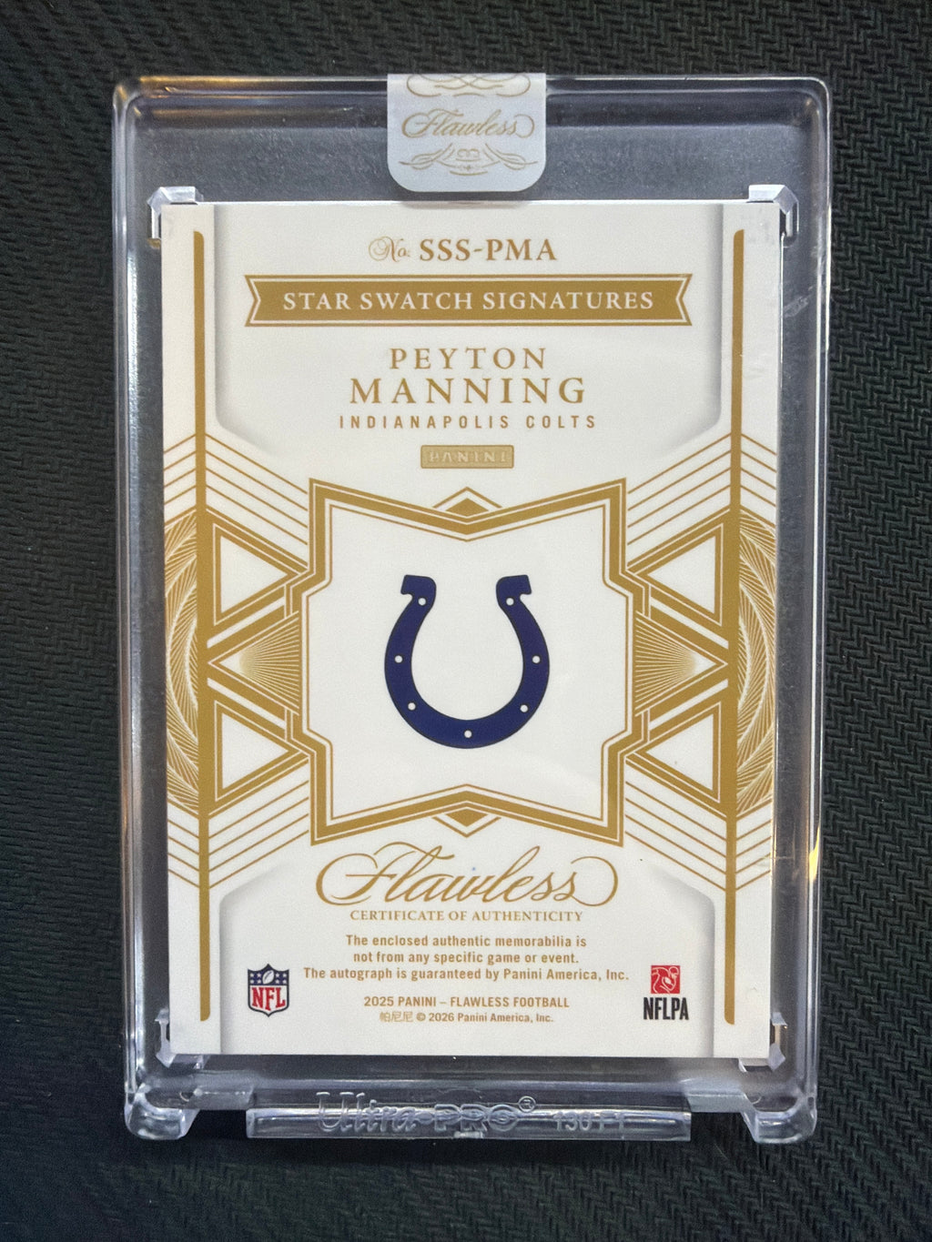 2025 Panini Flawless Peyton Manning Star Swatch Signatures Patch Auto /15 Colts