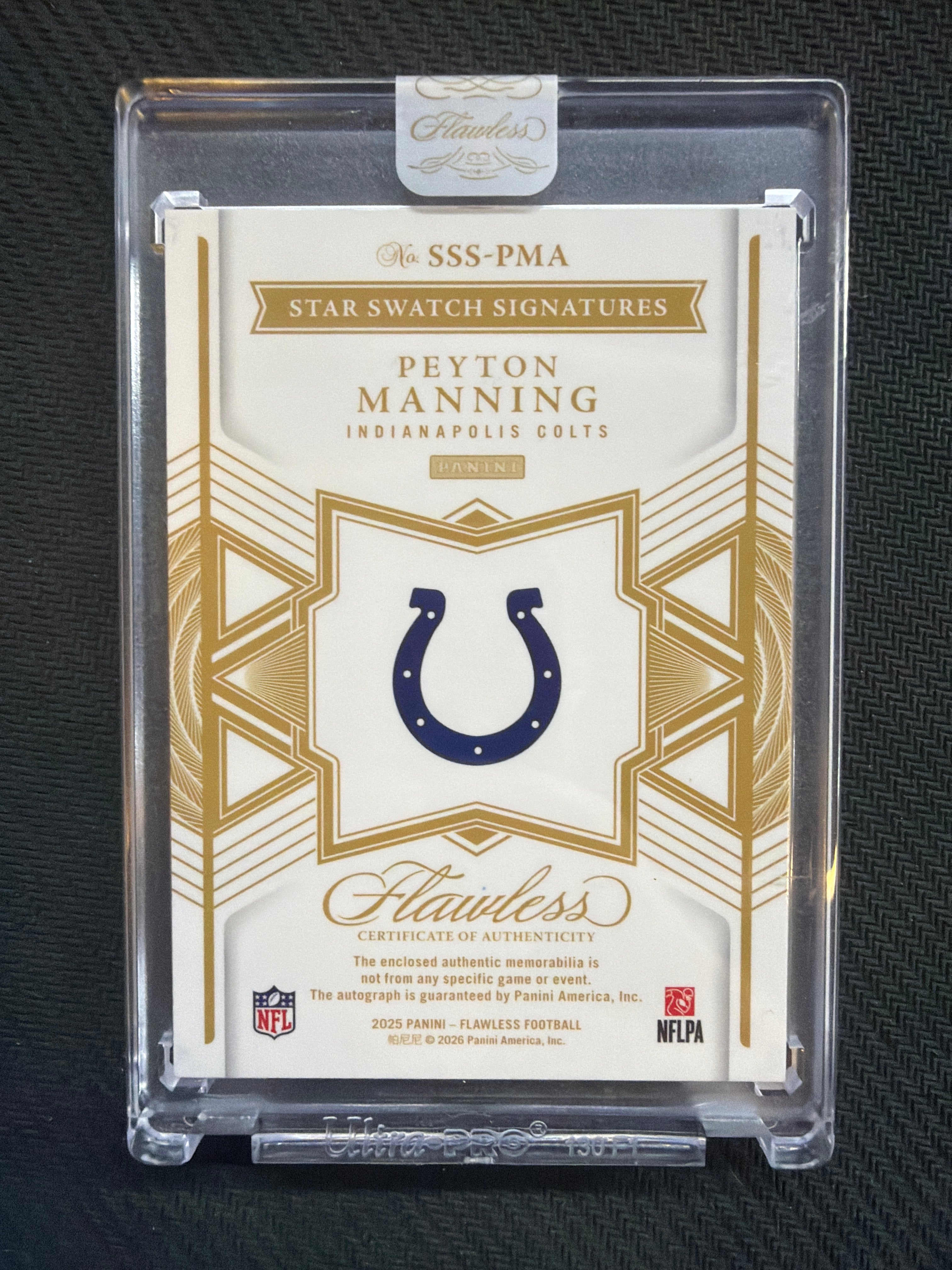 2025 Panini Flawless Peyton Manning Star Swatch Signatures Patch Auto /15 Colts