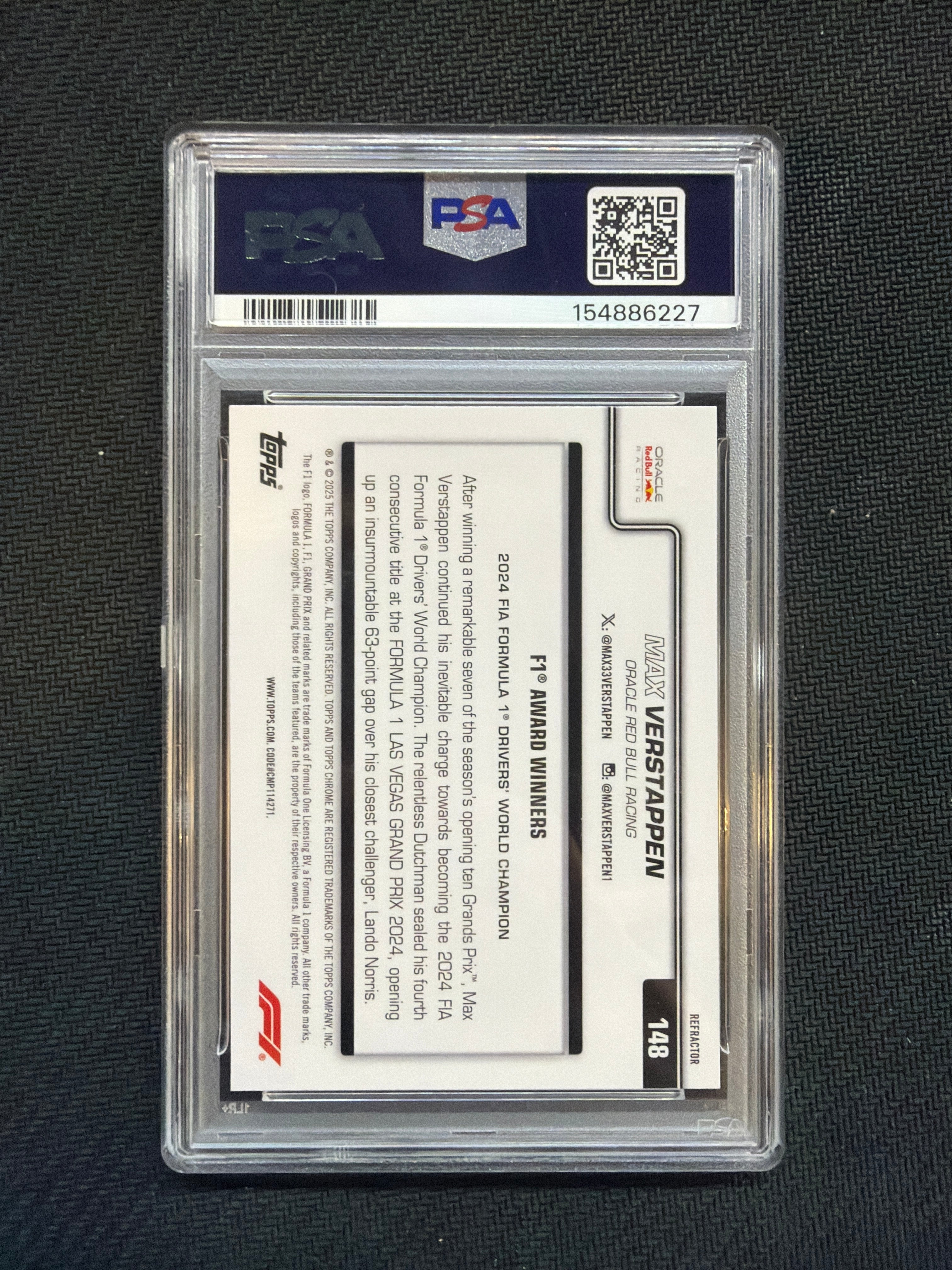 2025 Topps Chrome F1 Max Verstappen Refractor PSA 10