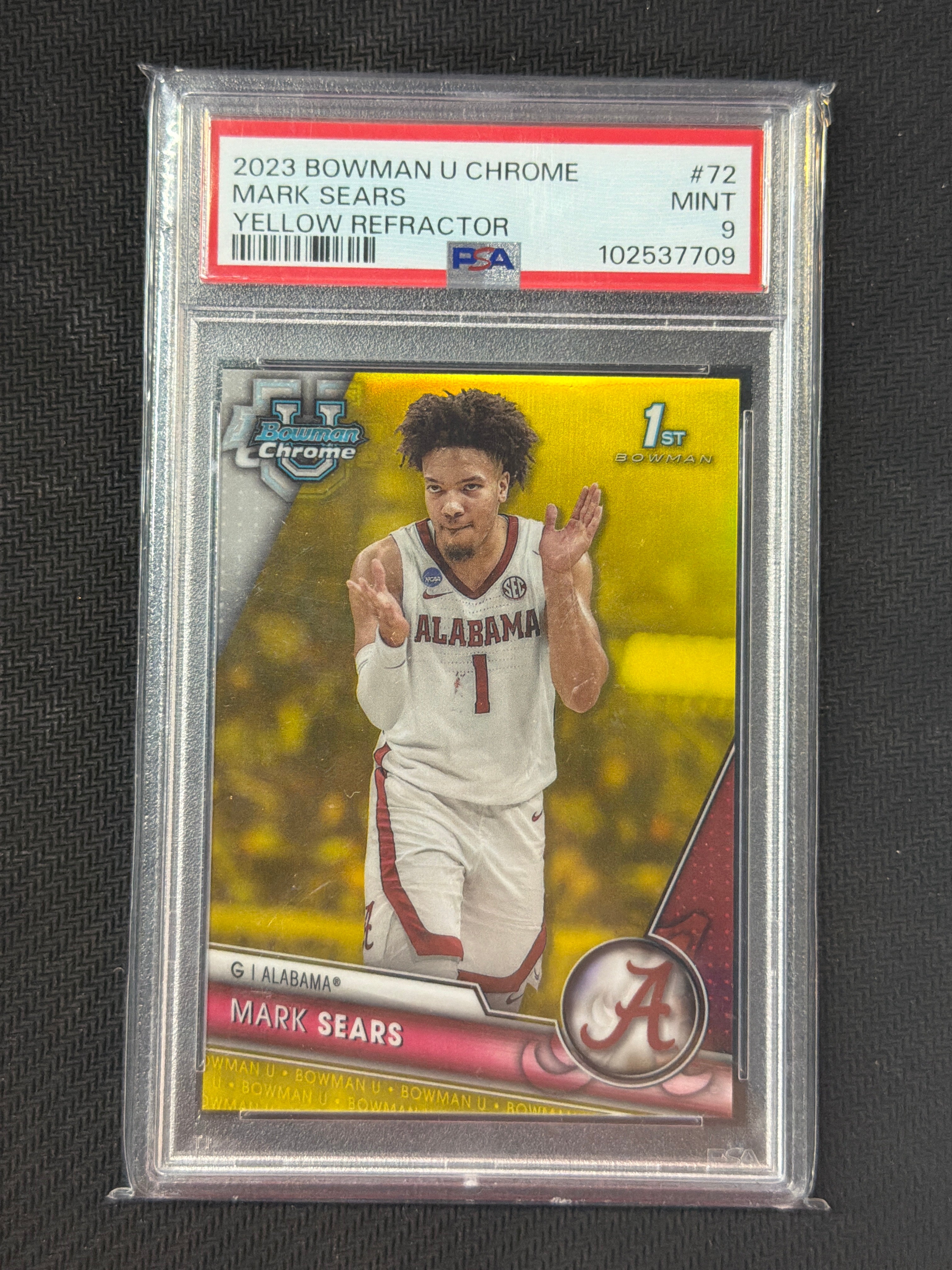 2023 Bowman U Chrome Mark Sears Yellow /75 PSA 9 Alabama