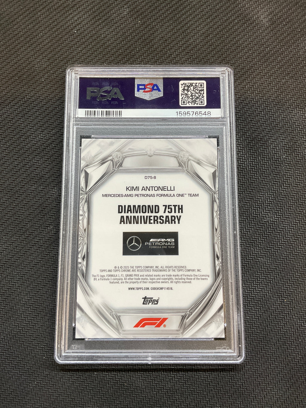 2025 Topps Chrome F1 Kimi Antonelli Diamond 75th Rookie PSA 10 Mercedes 548