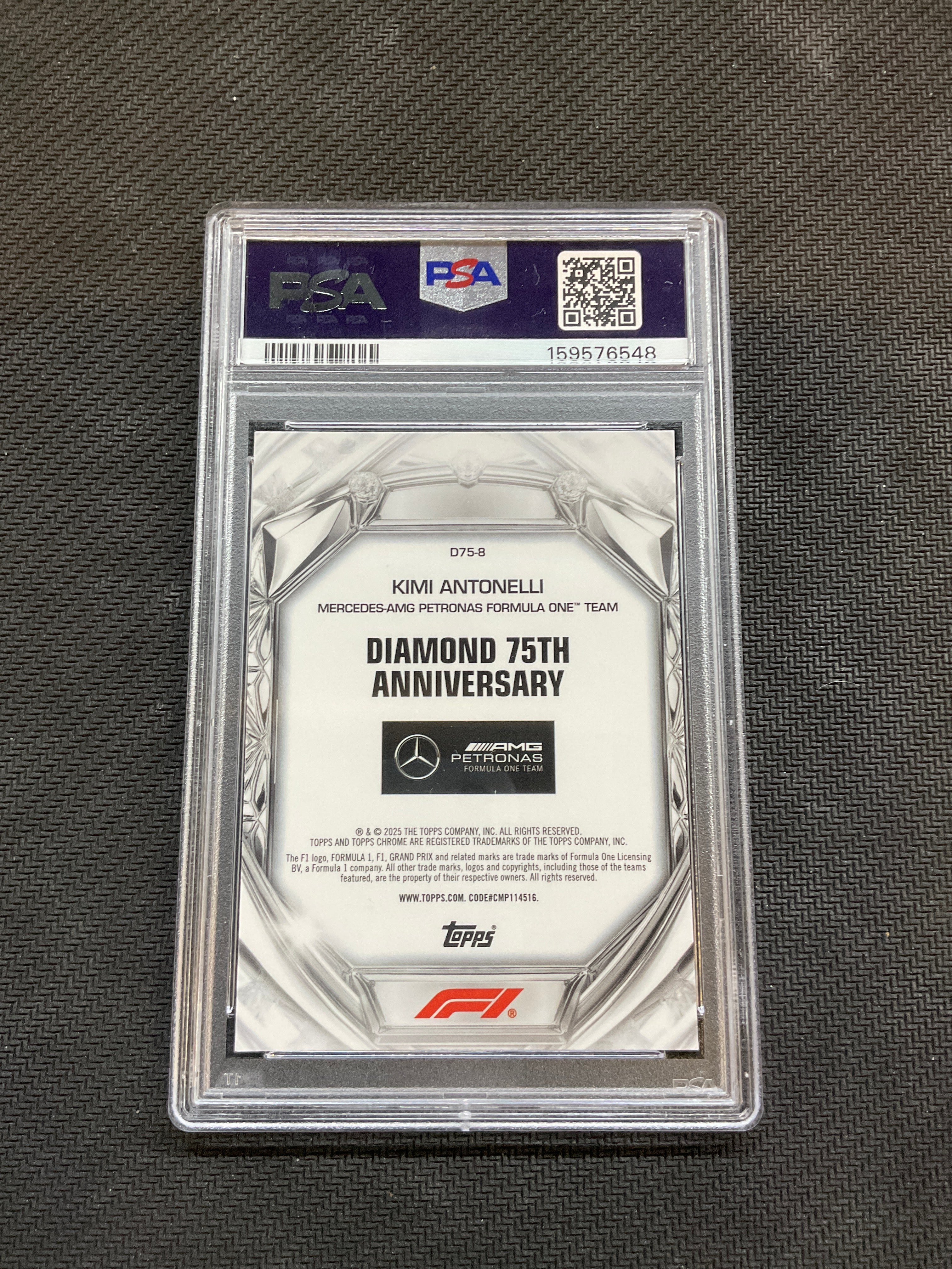 2025 Topps Chrome F1 Kimi Antonelli Diamond 75th Rookie PSA 10 Mercedes 548