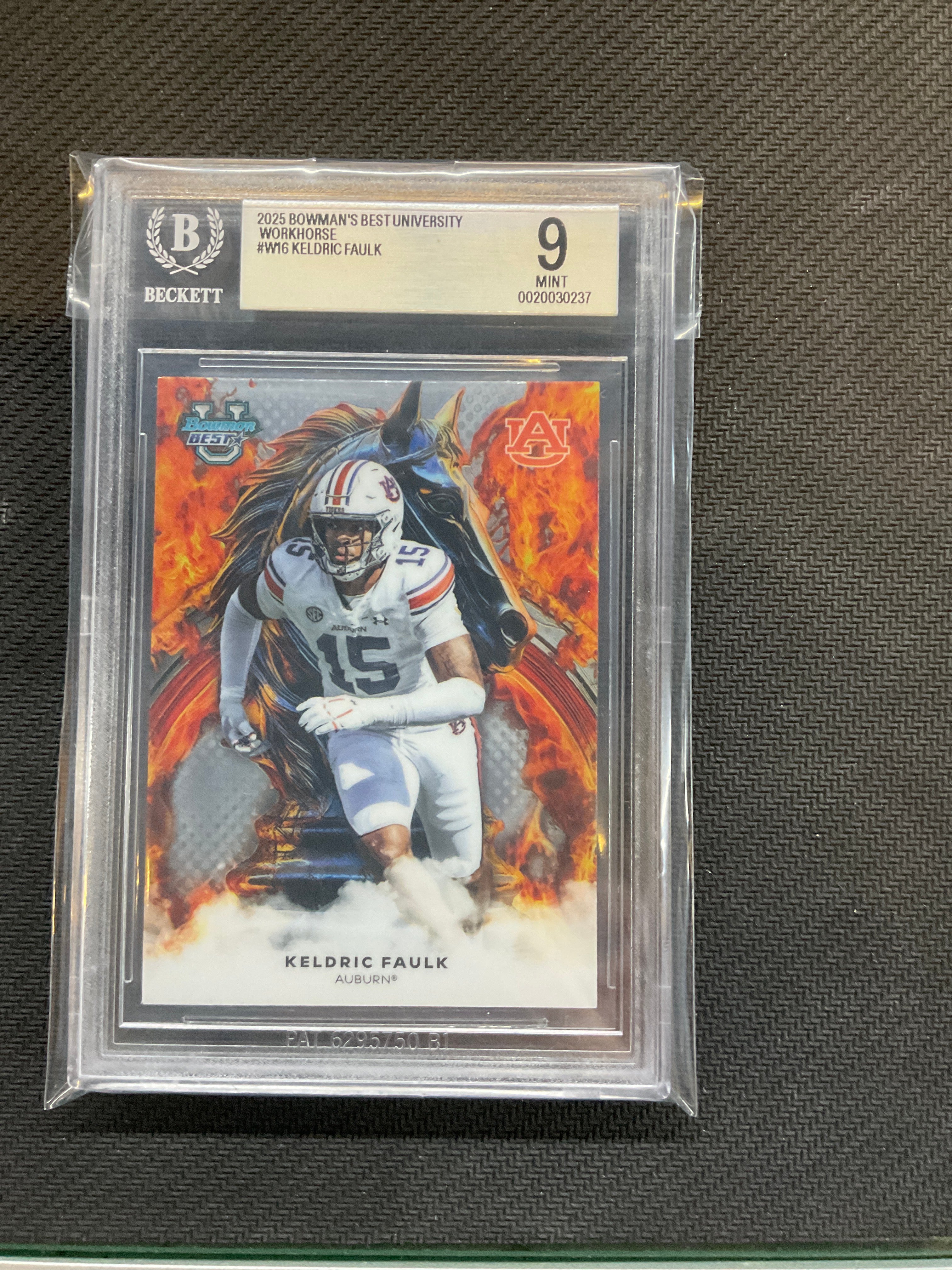 2025 Bowman Best Unversity Keldric Faulk Workhorse BGS 9 Auburn