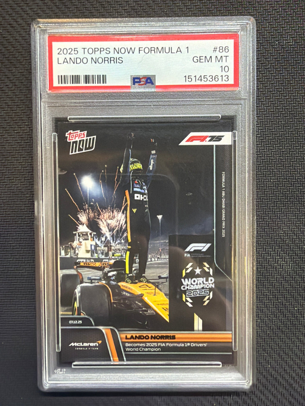 2025 Topps Now Formula 1 F1 Lando Norris #86 PSA 10 Mclaren 613