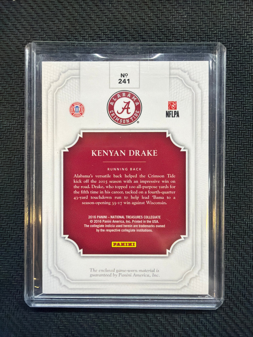 2016 National Treasures Kenyan Drake Materials /10 Alabama