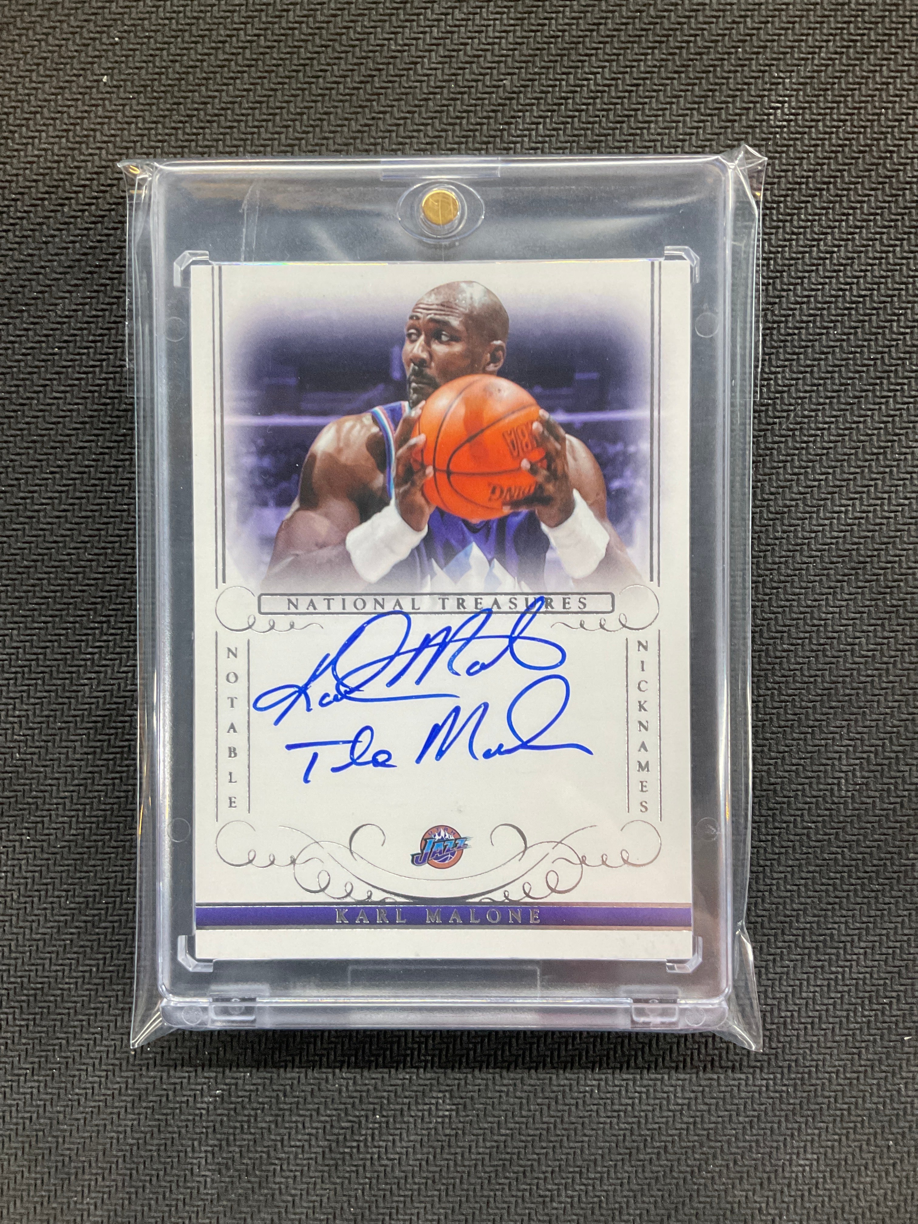 2013-14 National Treasures Karl "The Mail" Malone Notable Nicknames Auto /49