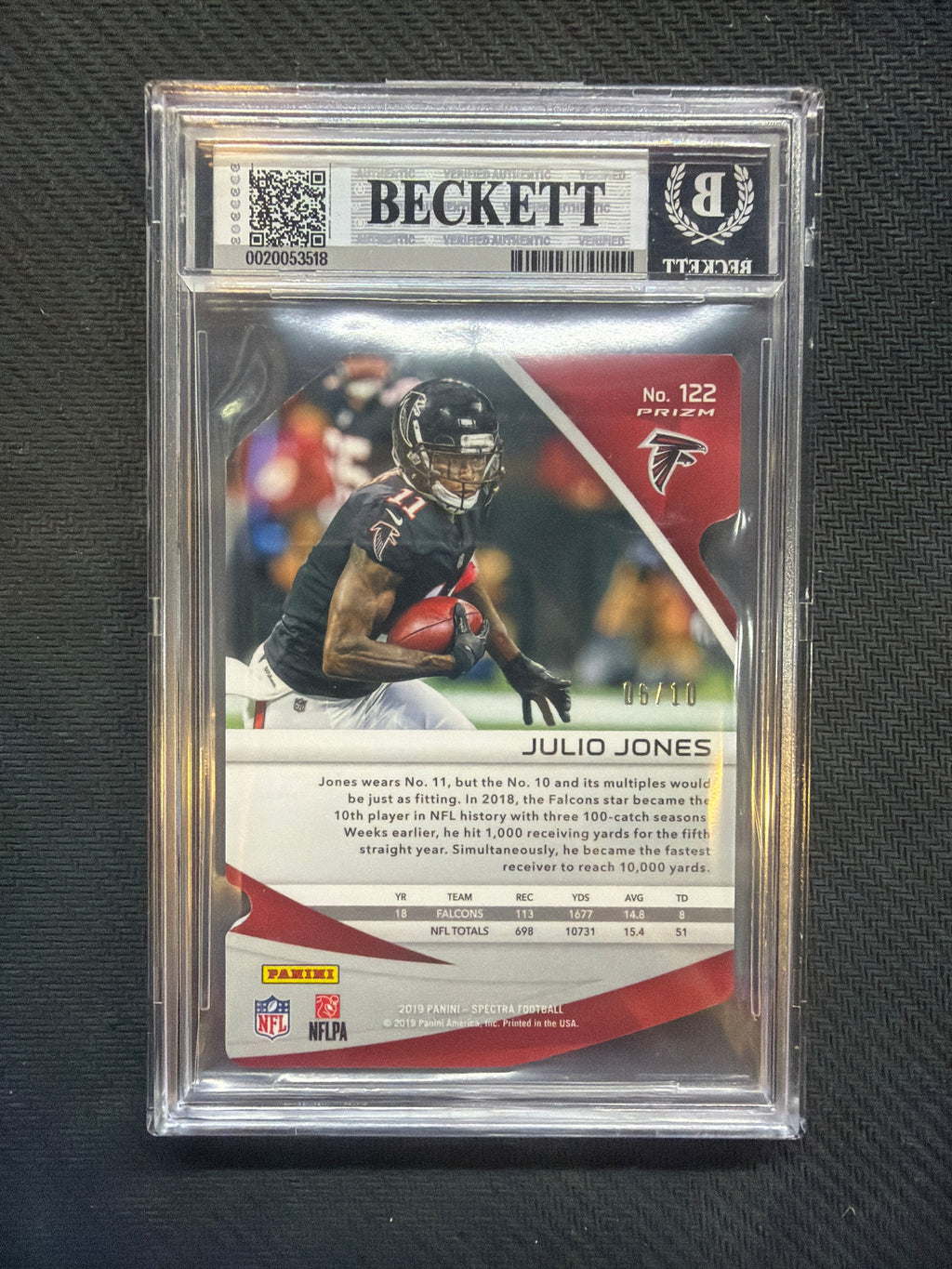 2019 Panini Spectra Julio Jones Neon Orange Die-Cut Orange /10 BGS 9 Falcons