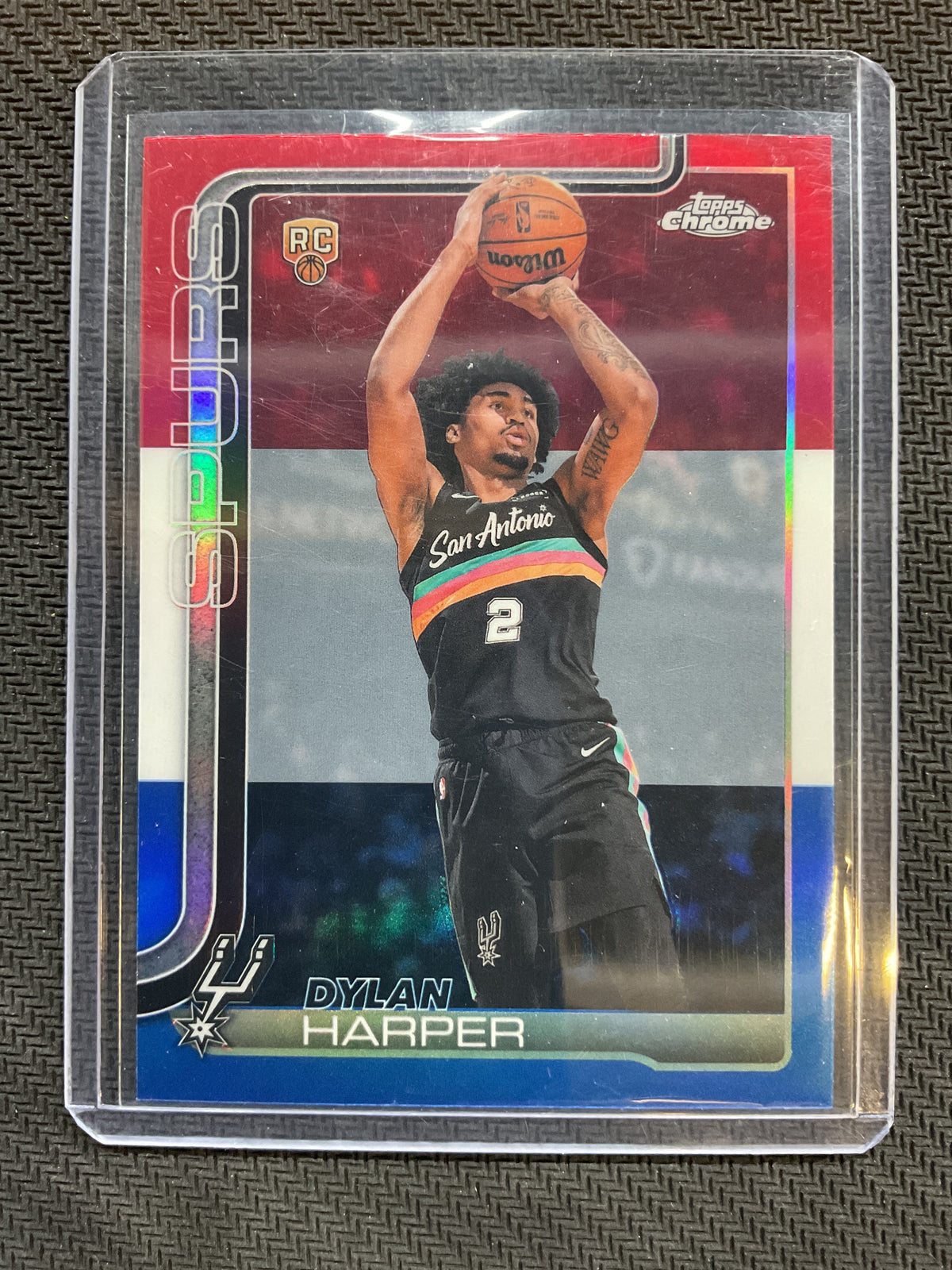 2026 Topps Chrome Update Dylan Harper Red White Blue Rookie Refractor #152 Spurs