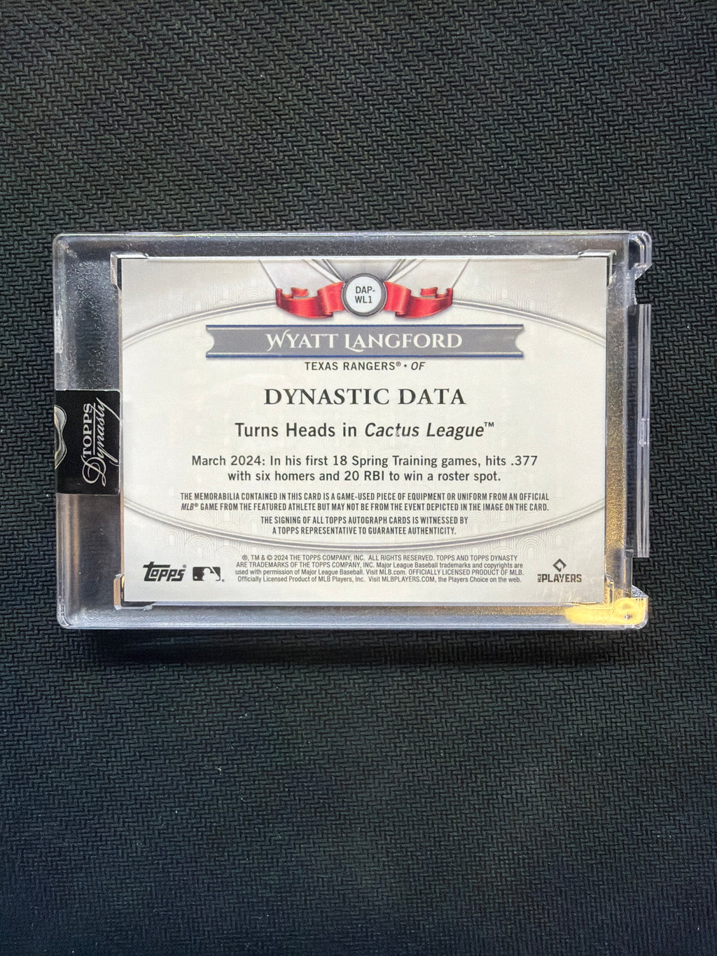 2024 Topps Dynasty Wyatt Langford Patch Auto /10