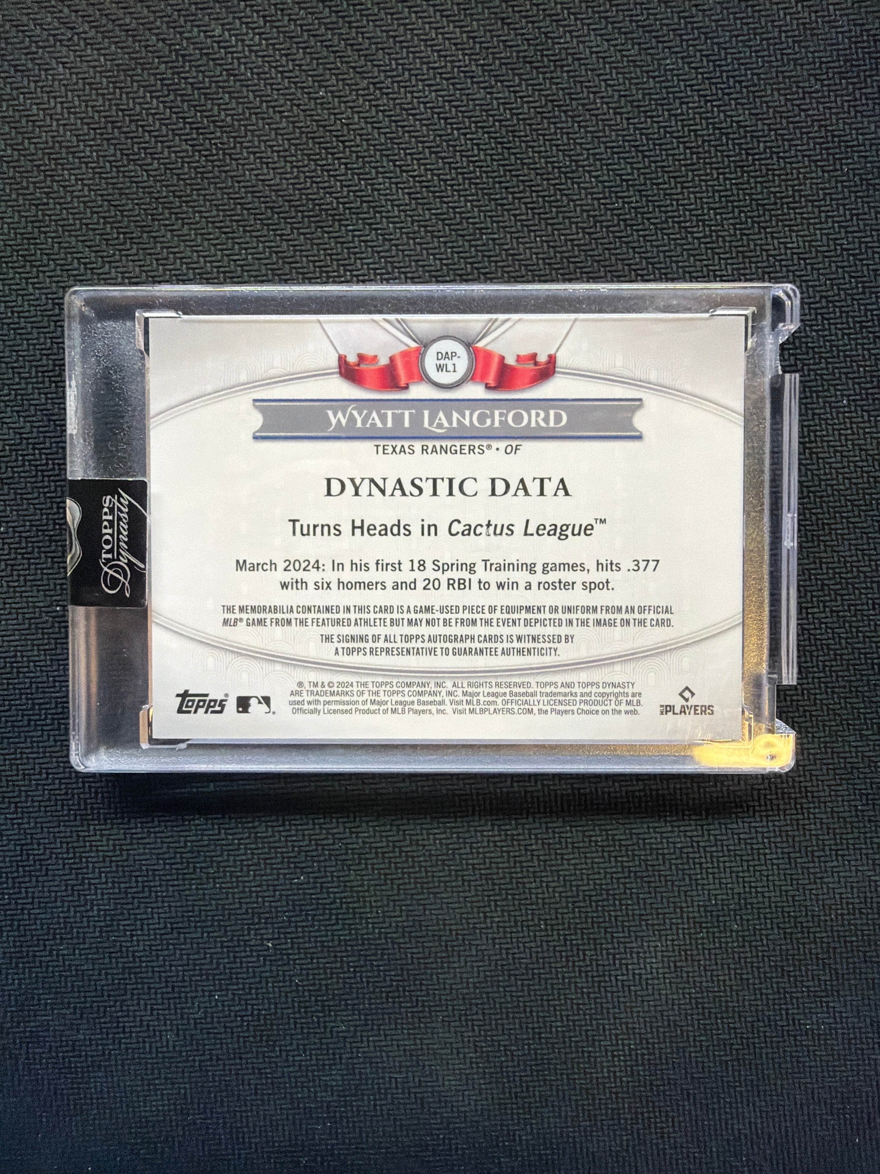 2024 Topps Dynasty Wyatt Langford Patch Auto /10