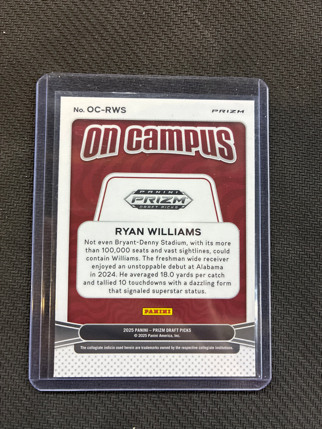 2025 Panini Prizm Draft Picks Ryan Williams On Campus Case Hit Alabama