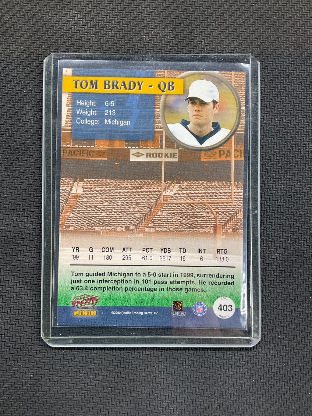 2000 Pacific Tom Brady Rookie Patriots
