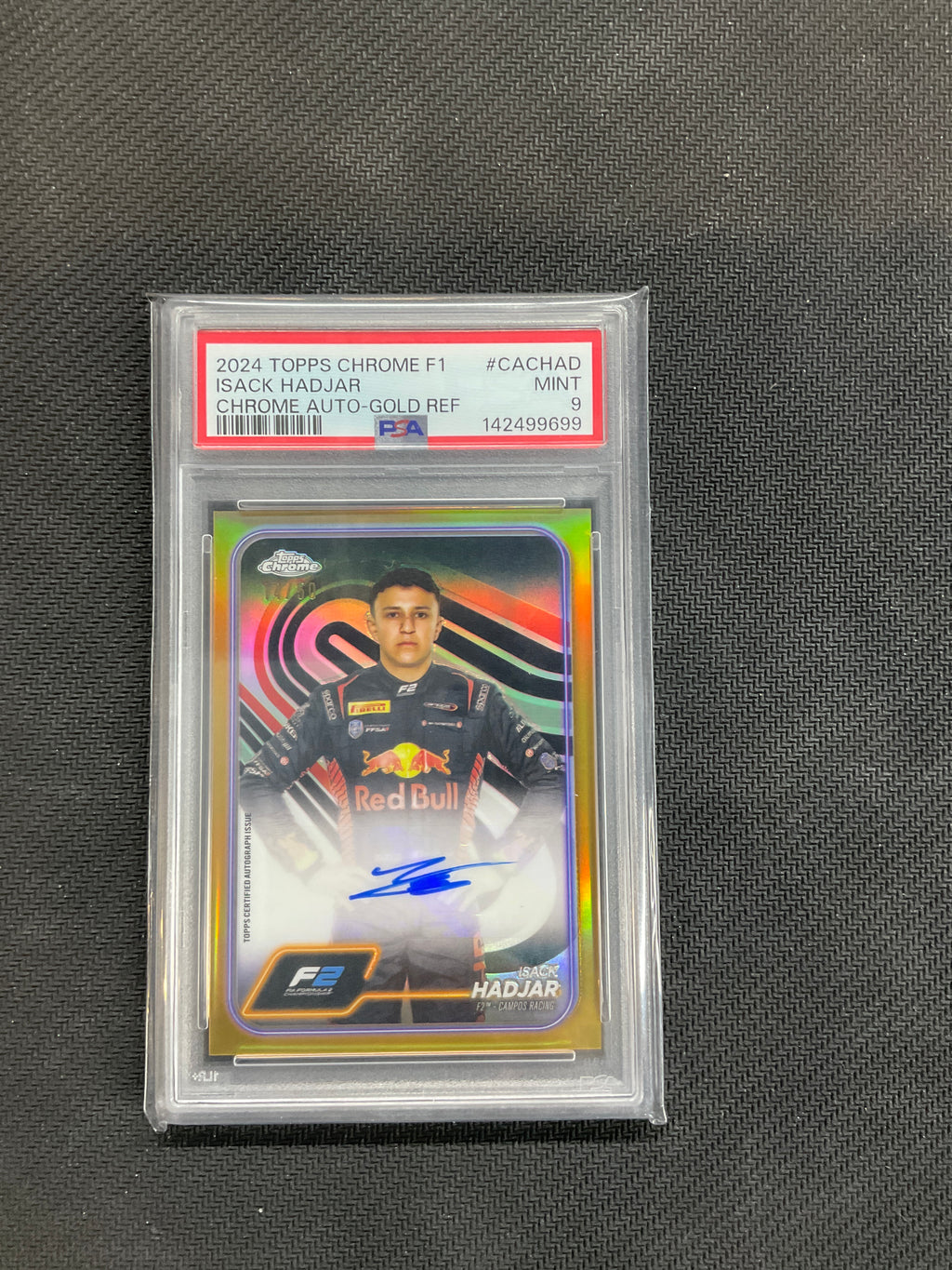 2024 Topps Chrome F1 Isack Hadjar Auto Gold /50 PSA 9