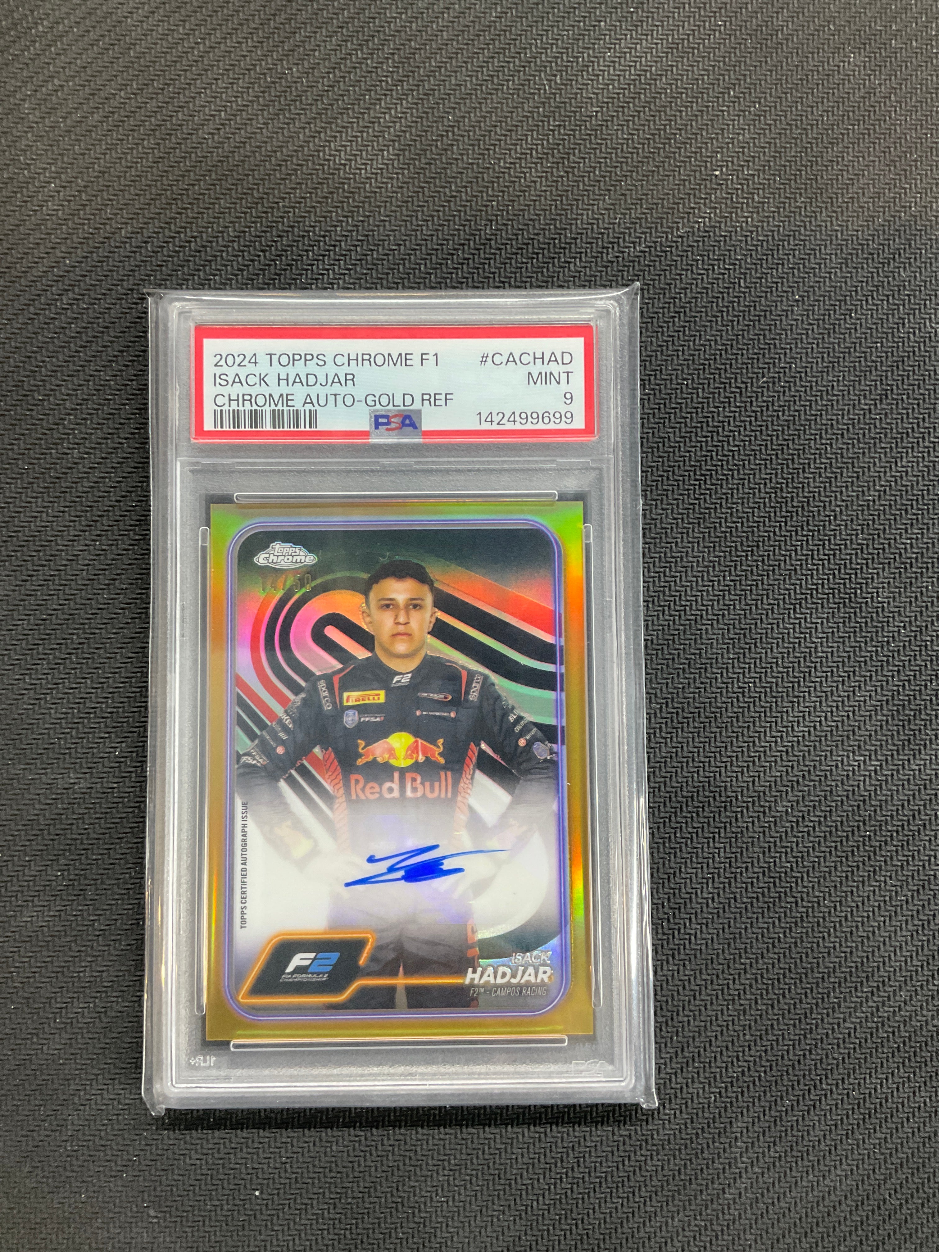 2024 Topps Chrome F1 Isack Hadjar Auto Gold /50 PSA 9