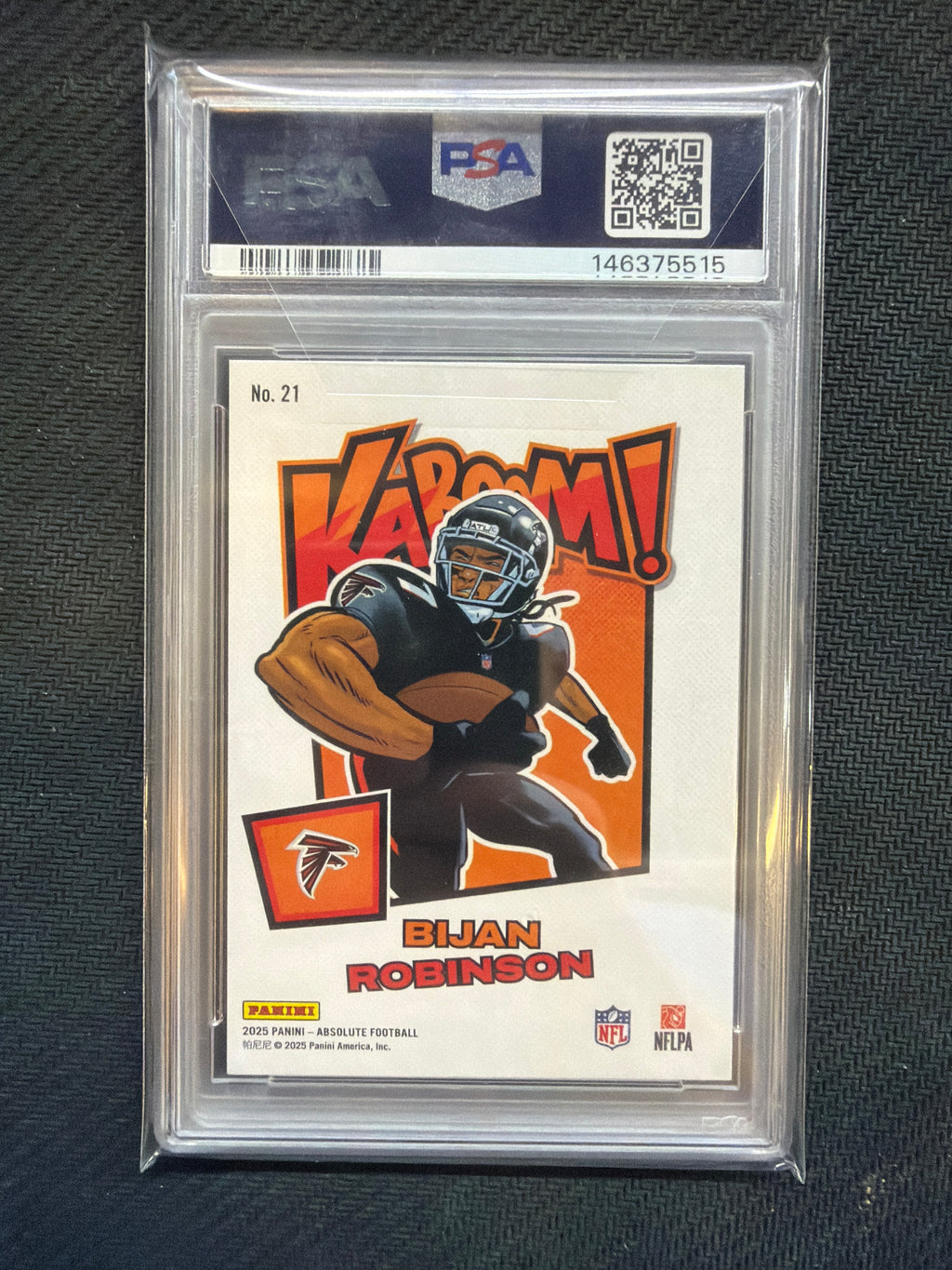 2025 Panini Absolute Bijan Robinson Kaboom! Horizontal #21 PSA 8