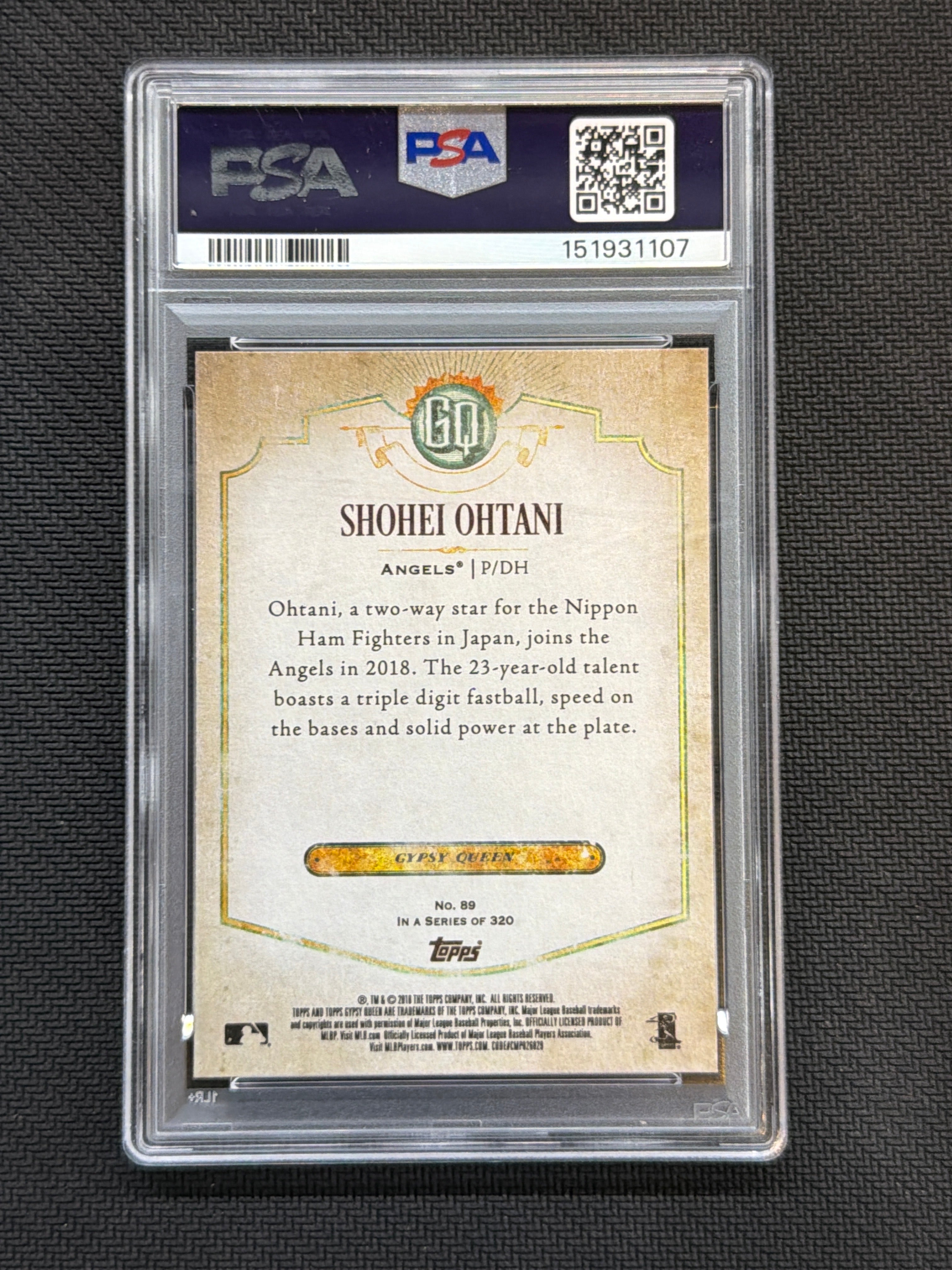 2018 Topps Gypsy Queen Shohei Ohtani Rookie #89 PSA 9 107