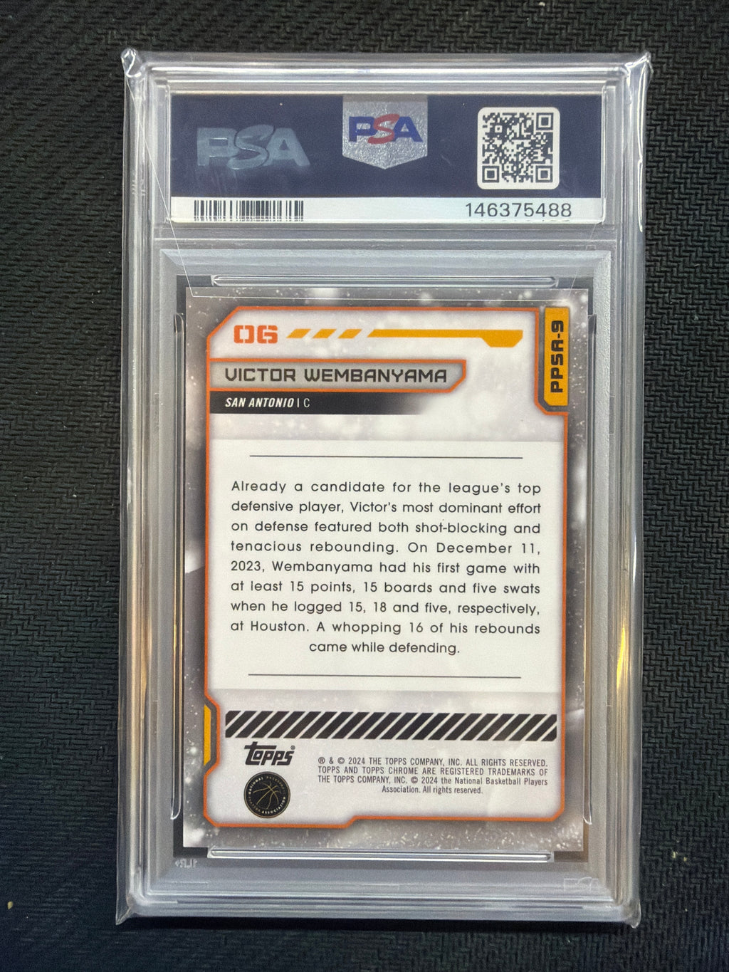 2023 Topps Chrome Cosmic Victor Wembanyama Planetary Pursuit Saturn PSA 10 Rookie 488