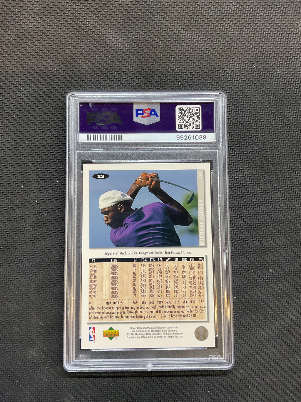 1994 Upper Deck Collectors Choice Michael Jordan PSA 9 Barons