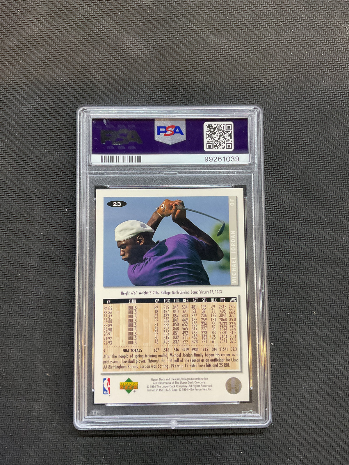 1994 Upper Deck Collectors Choice Michael Jordan PSA 9 Barons