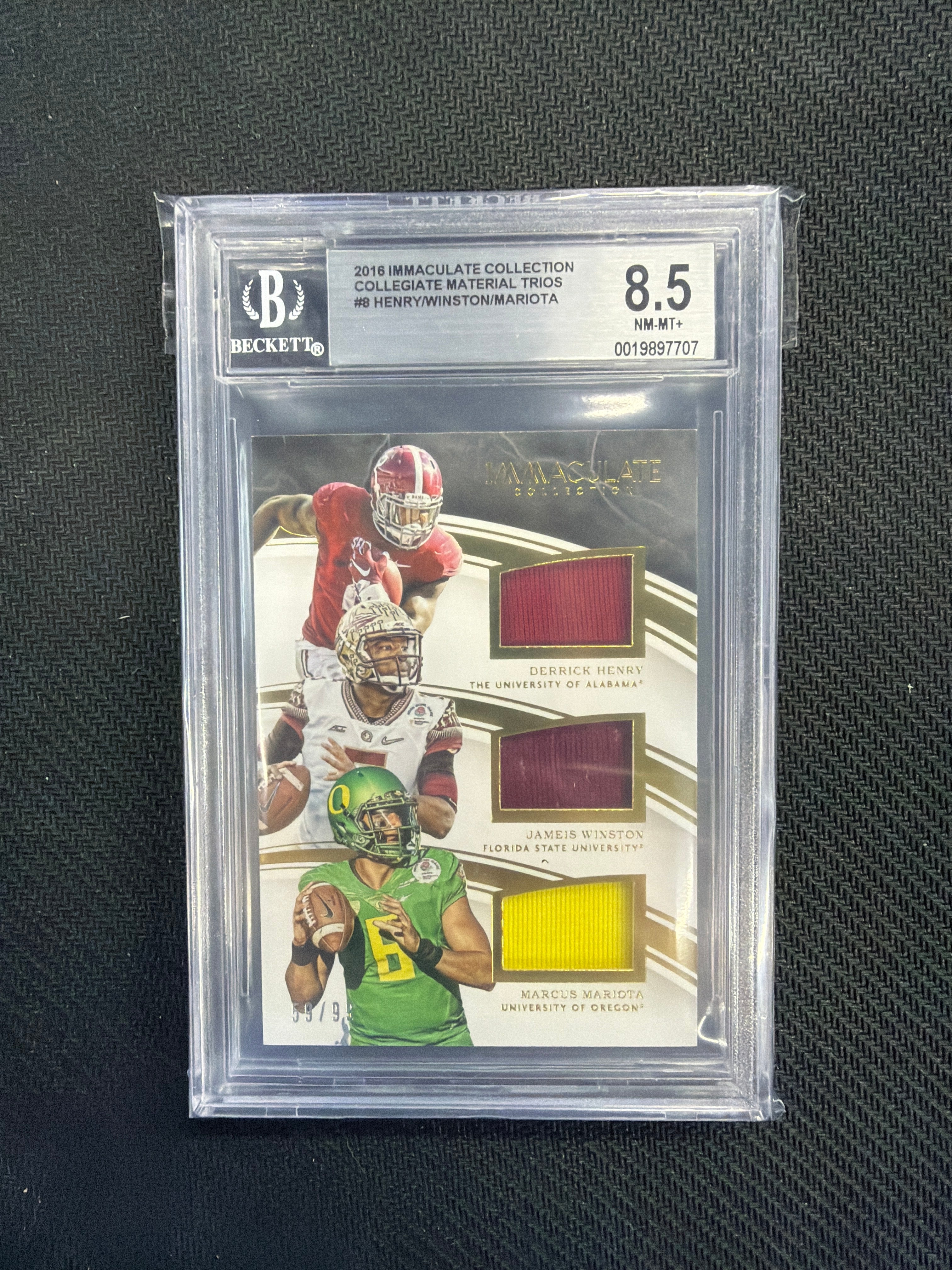 2016 Immaculate Collegiate Derrick Henry Jameis Winston Marcus Mariota Patch /99 BGS 8.5