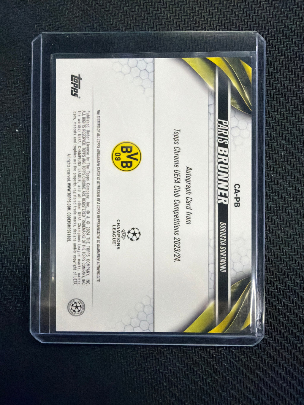 2024 Topps Chrome UEFA Paris Brunner Rookie Auto Dortmund