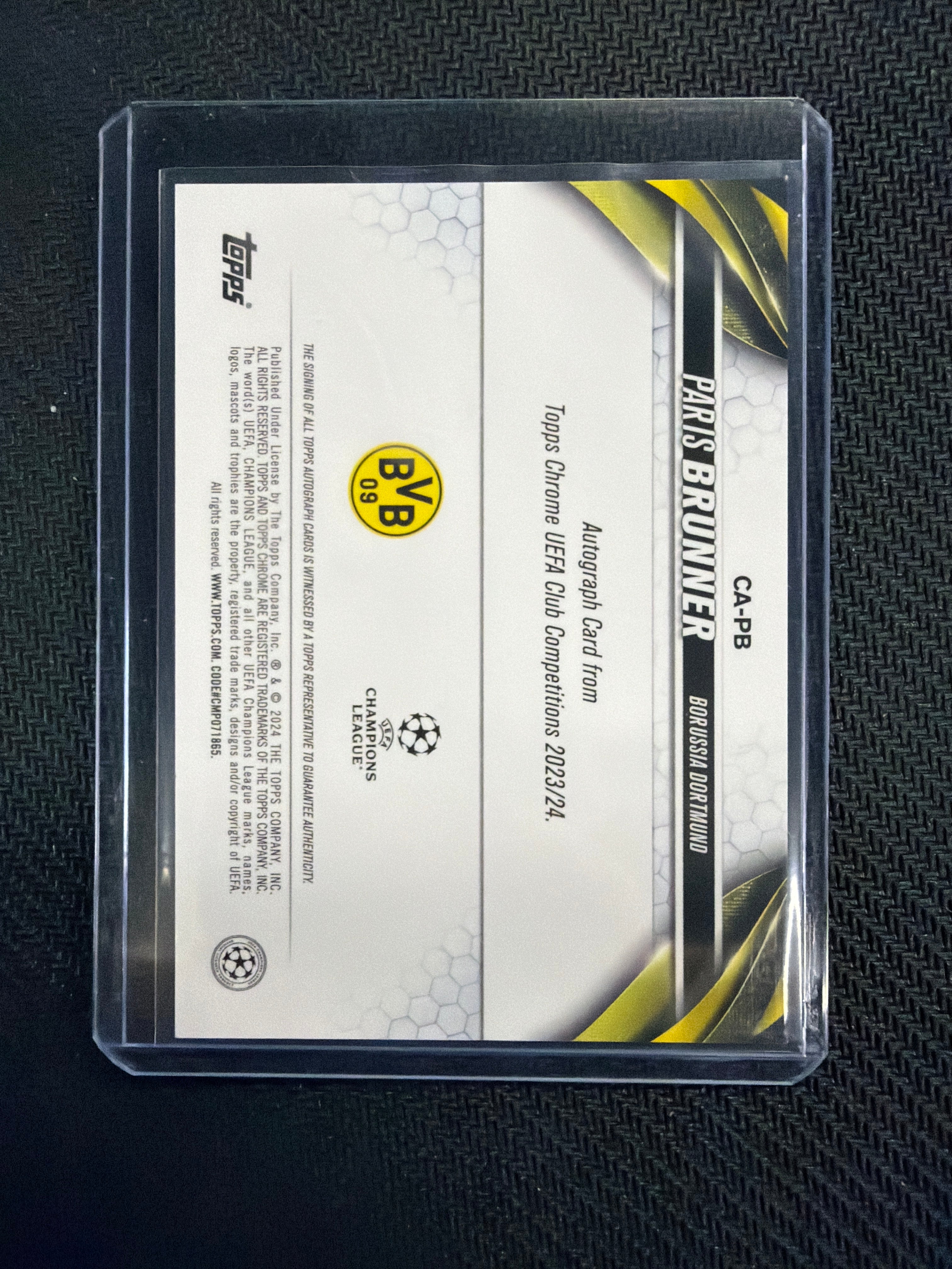 2024 Topps Chrome UEFA Paris Brunner Rookie Auto Dortmund