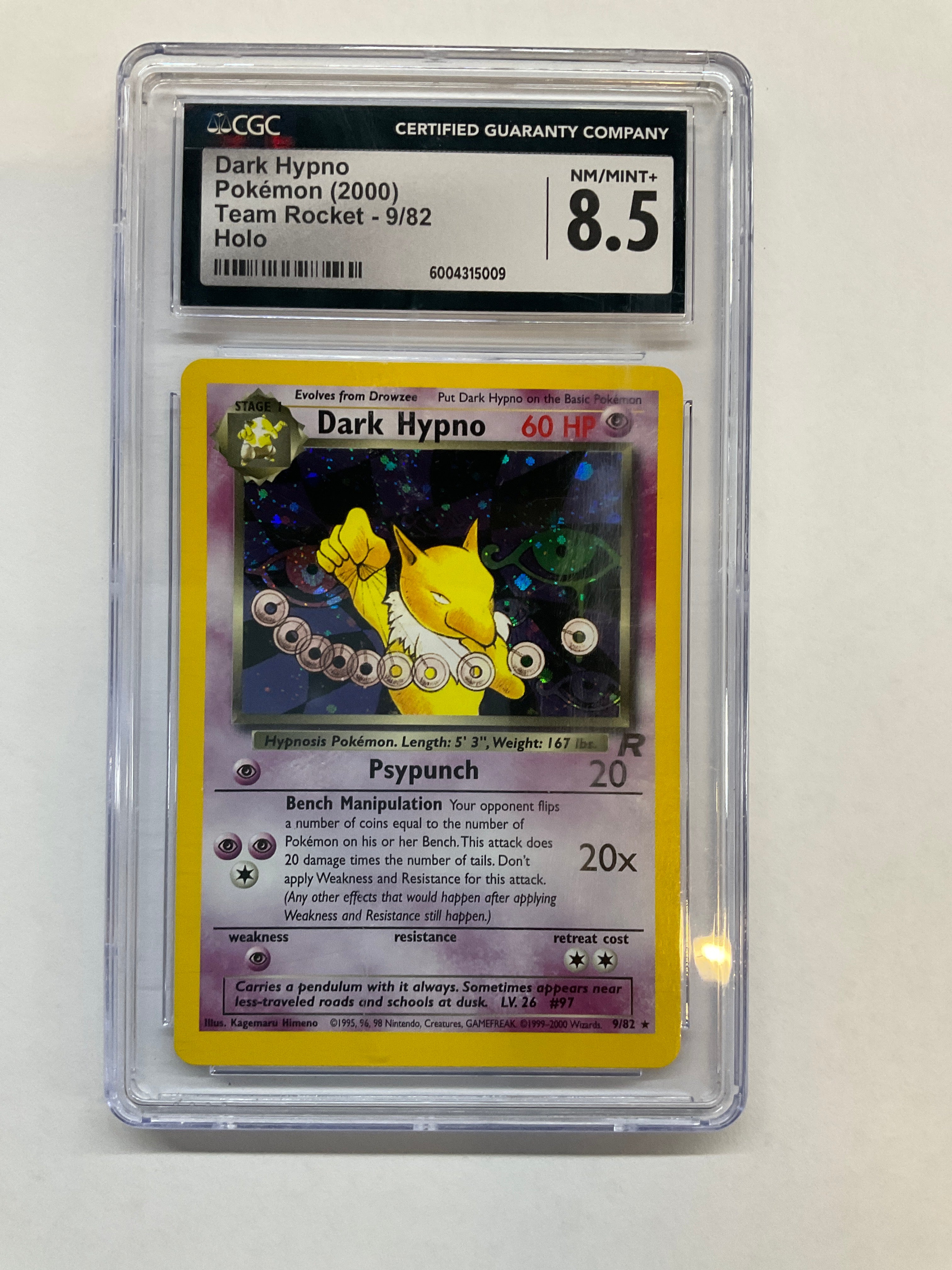 2000 Pokemon Team Rocket Dark Hypno Holo 9 CGC 8.5