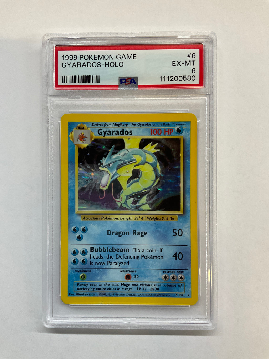 1999 Pokemon Gyarados Holo 6 PSA 6