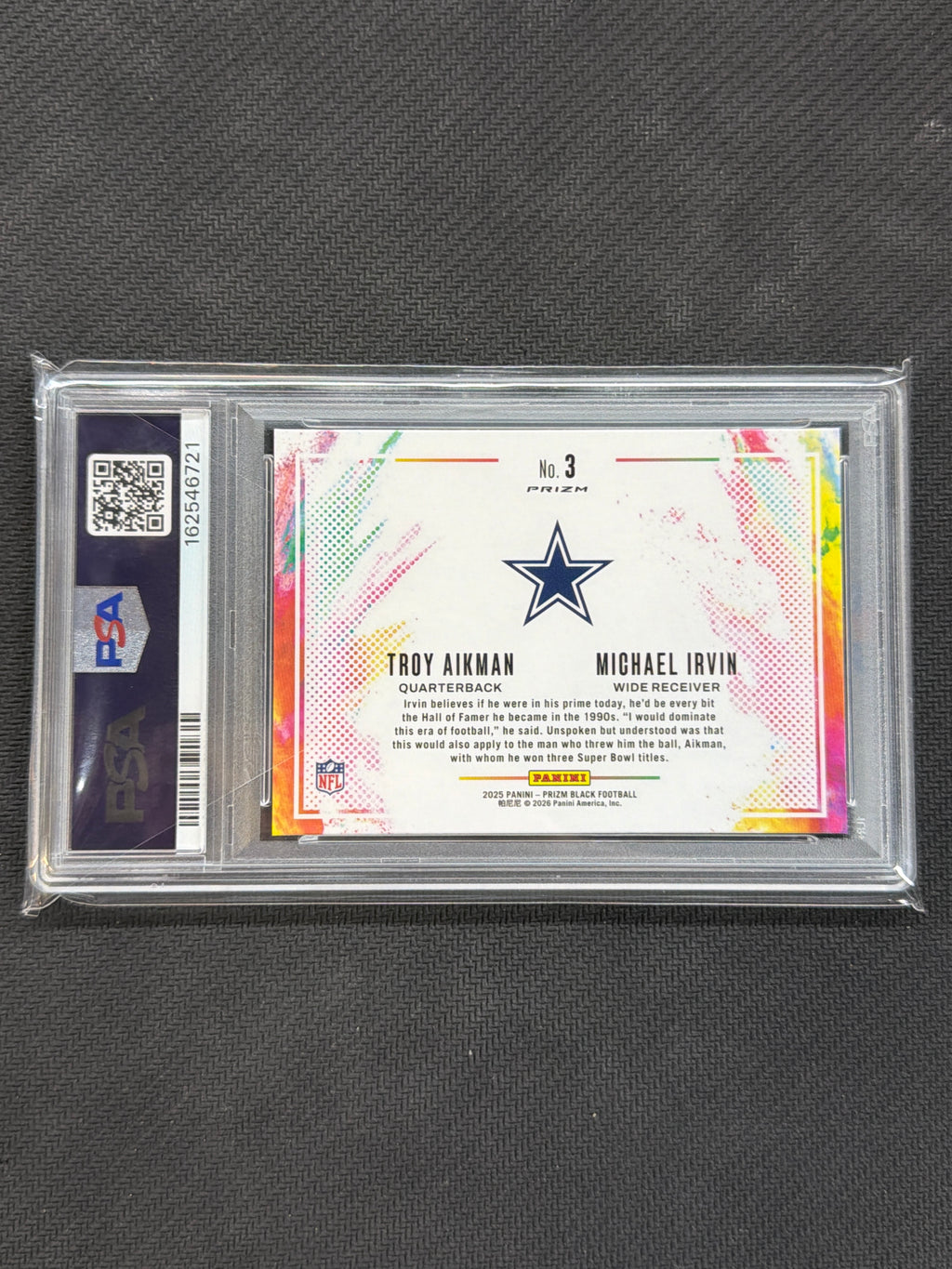 2025 Prizm Black Troy Aikman Michael Irvin Color Blast Duals #3 PSA 10 721