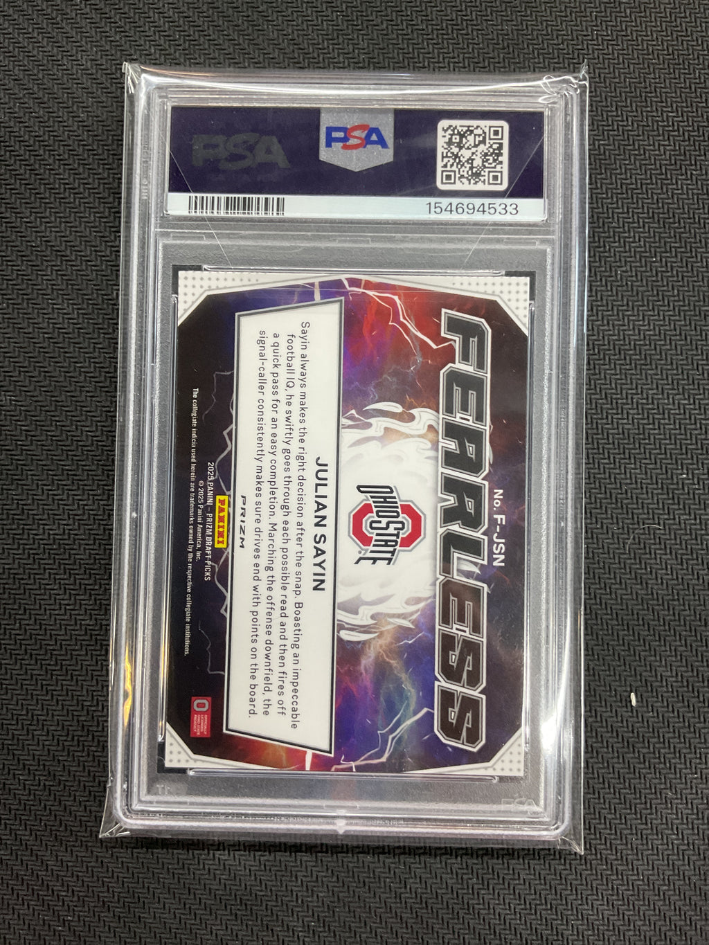 2025 Prizm Draft Picks Julian Sayin Fearless Gold Ice Rookie PSA 10 533