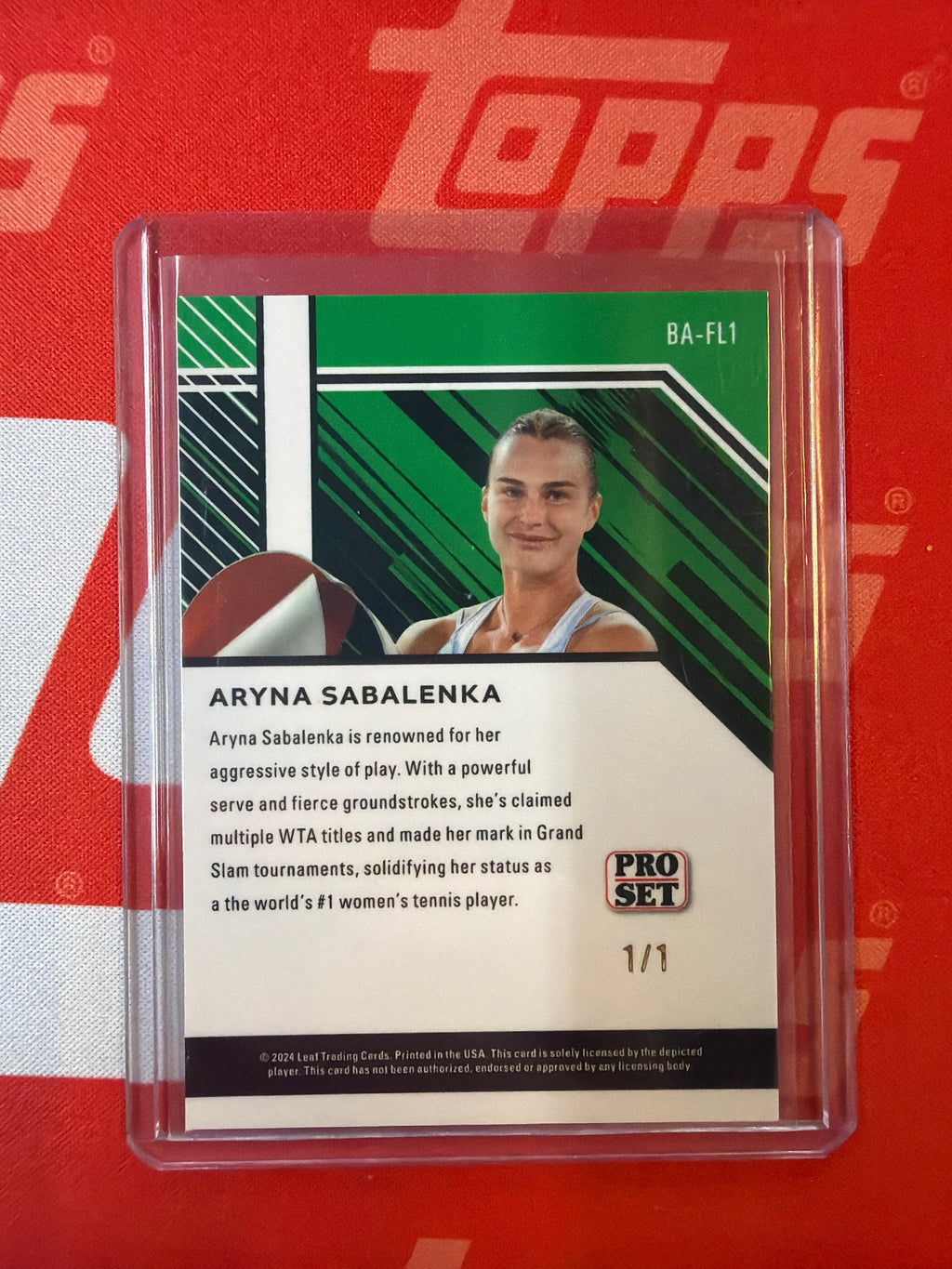 2024 Leaf Pro Set Aryna Sabalenka Purple 1/1 Tennis