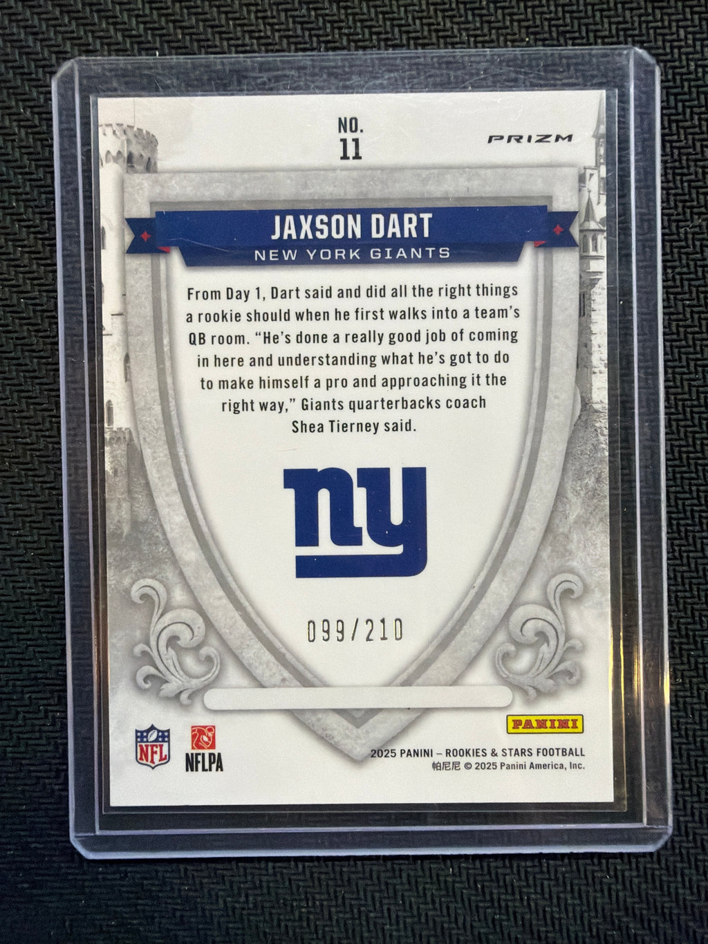 2025 Panini Rookies & Stars Jaxson Dart Rookie /210 Crusade Purple & Blue