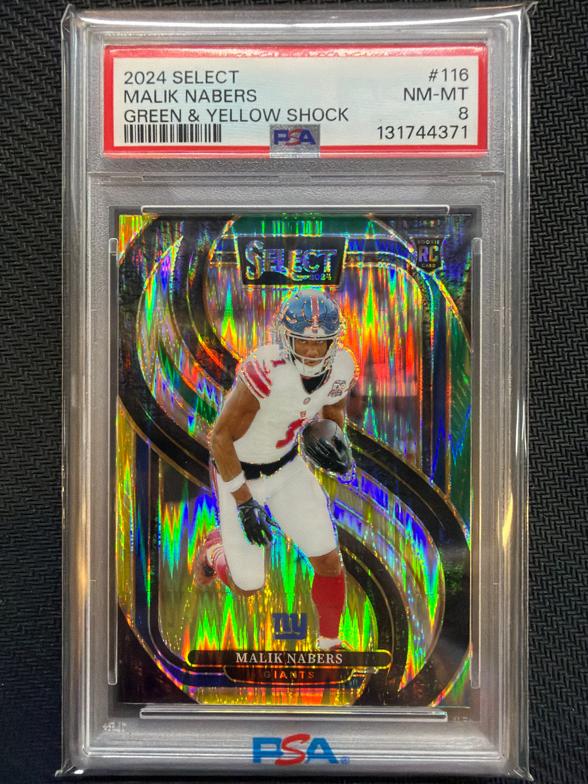 2024 Select Malik Nabers Rookie Green & Yellow Shock PSA 8 371