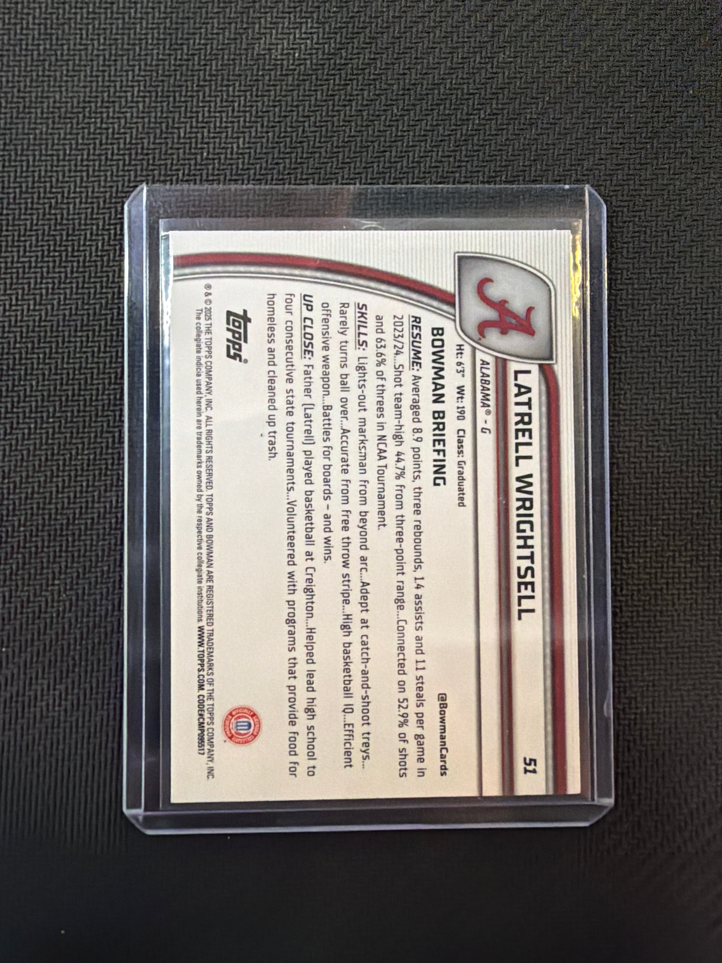 2025 Bowman U Latrell Wrightsell Green Shimmer