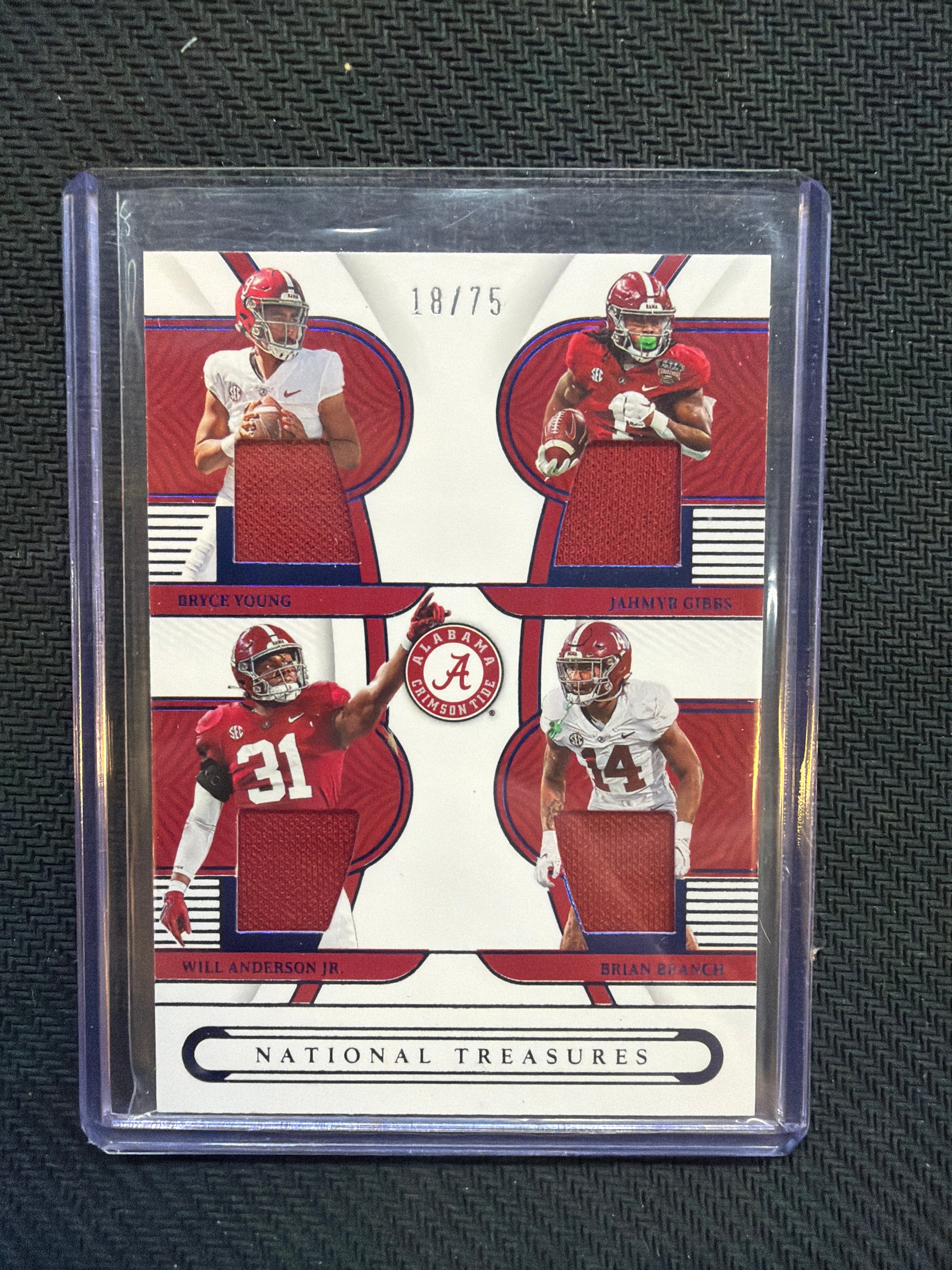2023 Panini National Treasures Young/Gibbs/Anderson/Branch Alabama Quad Patch /75