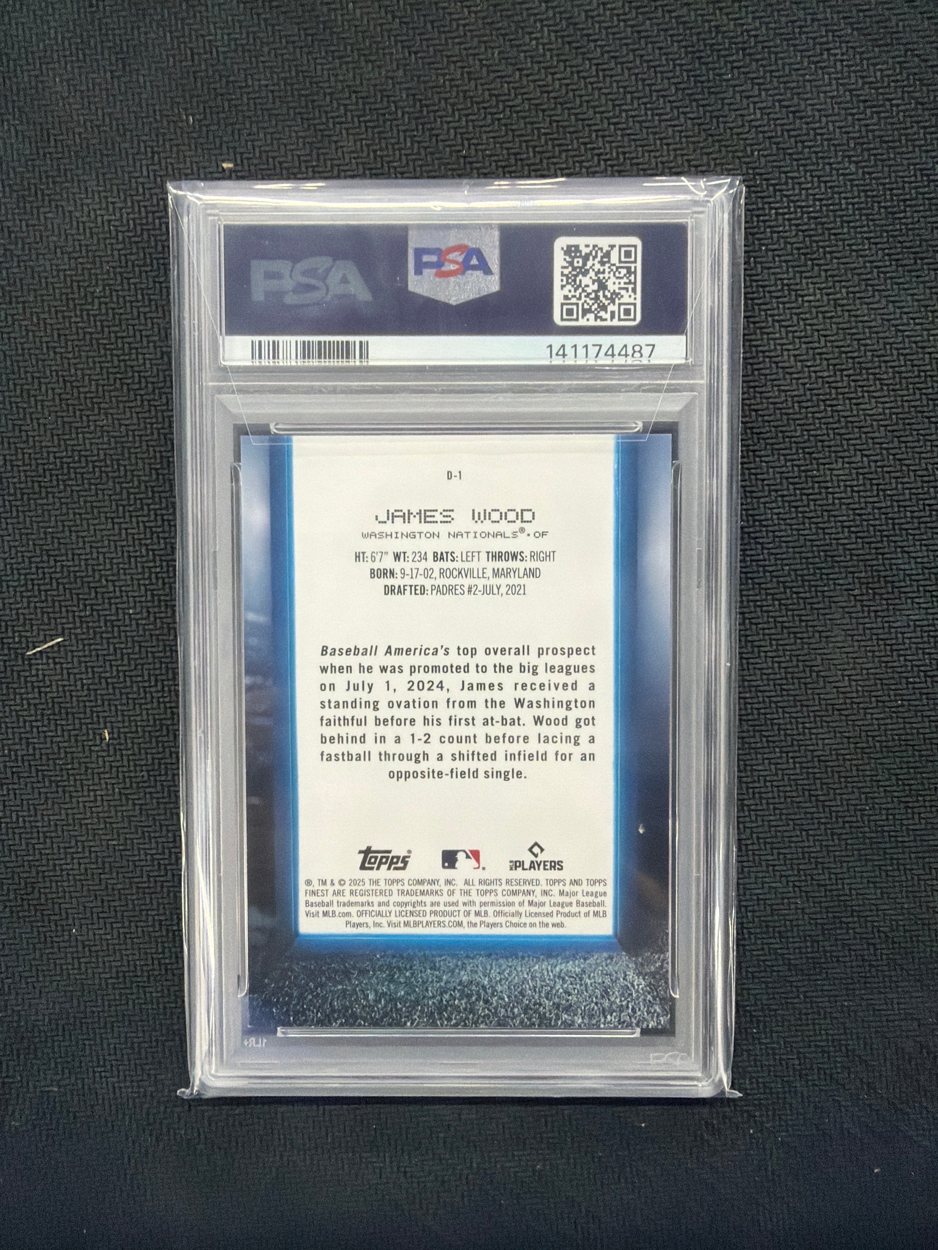 2025 Finest James Wood Debut Blue Refractor /99 PSA 10