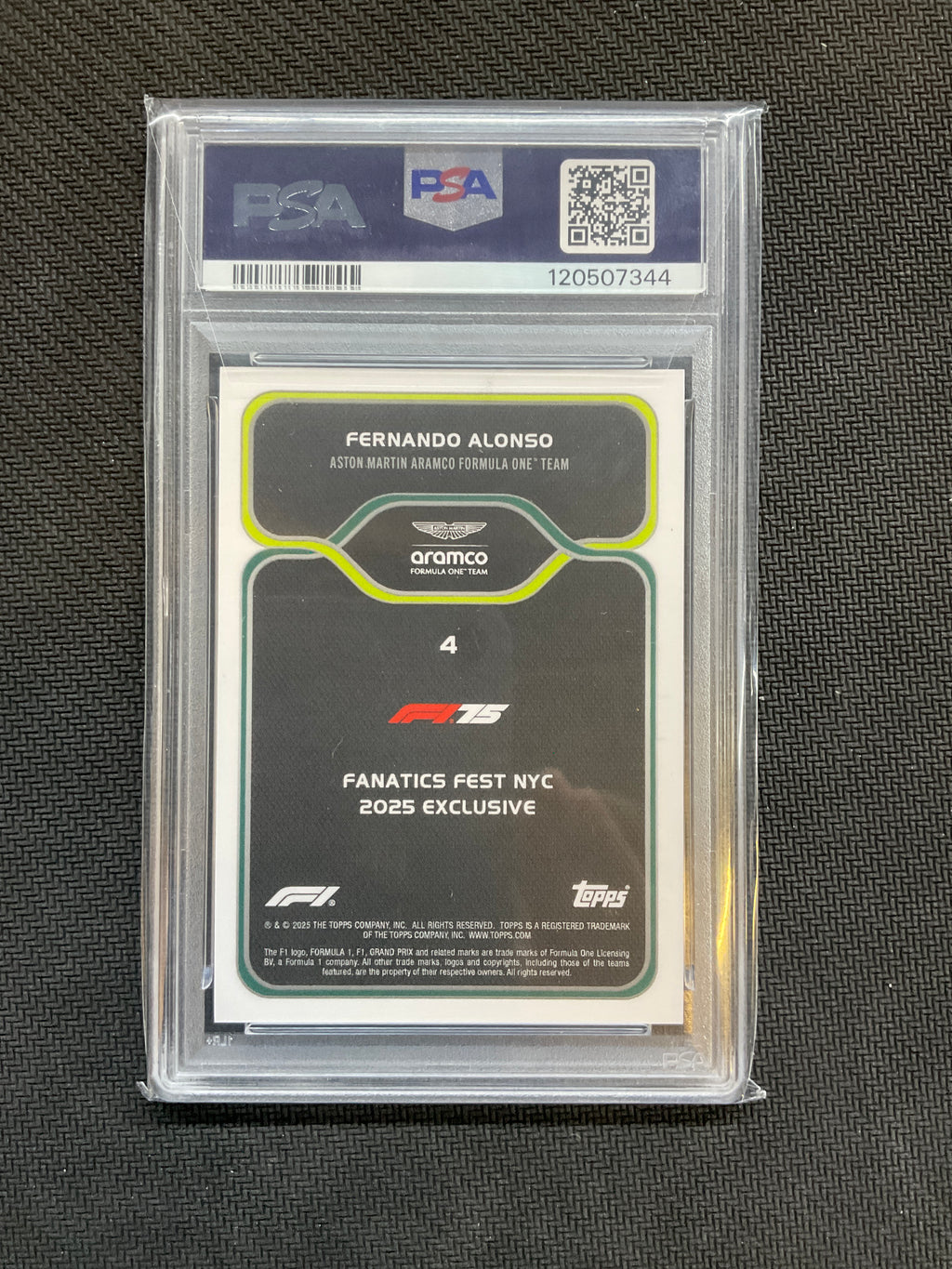 2025 Topps F1 Fanatics Fest Fernando Alonso #4 PSA 10