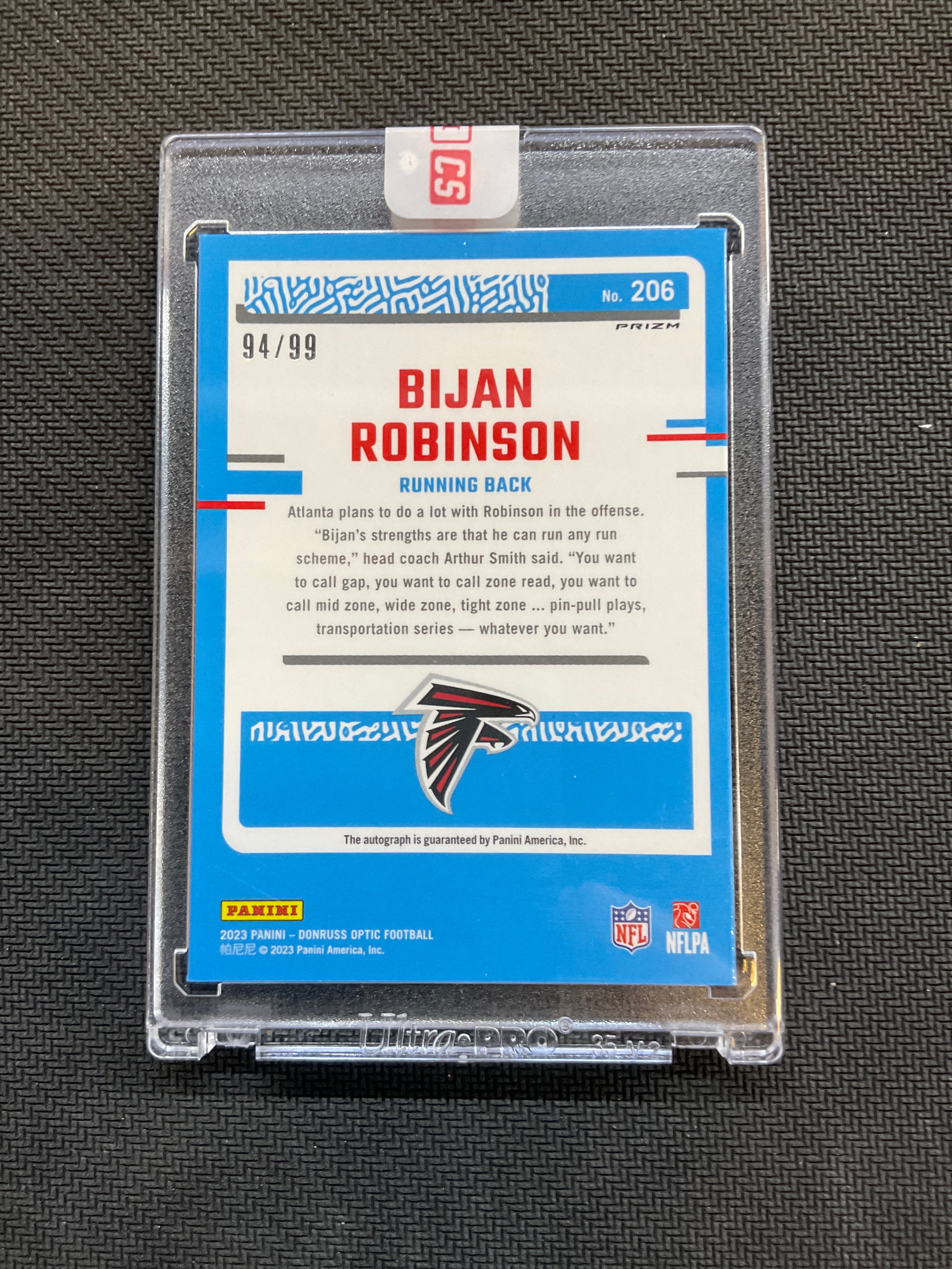 2023 Donruss Optic Bijan Robinson Rookie Auto Blue /99 Falcons