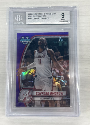 2024 Bowman U Clifford Omoruyi Purple /399 BGS 9 Alabama