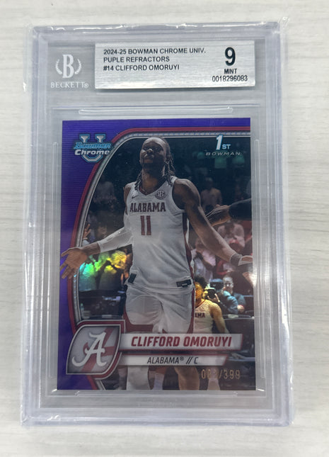 2024 Bowman U Clifford Omoruyi Purple /399 BGS 9 Alabama