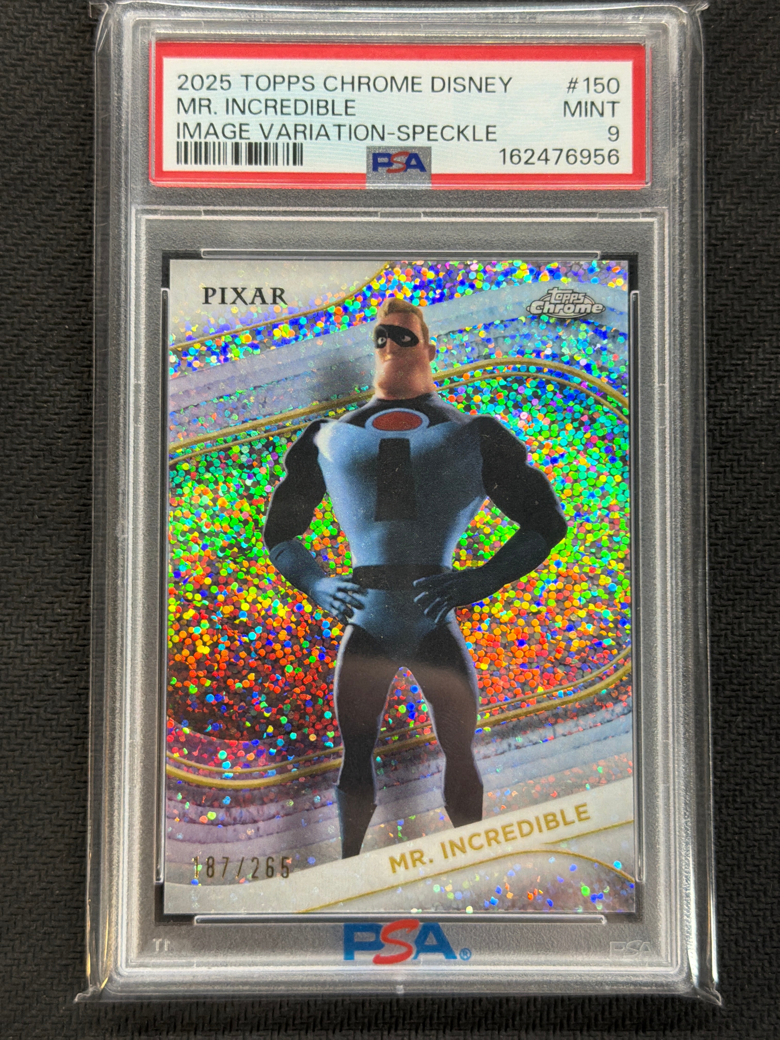 2025 Topps Chrome Disney Mr. Incredible Image Variation Speckle /265 PSA 9 956