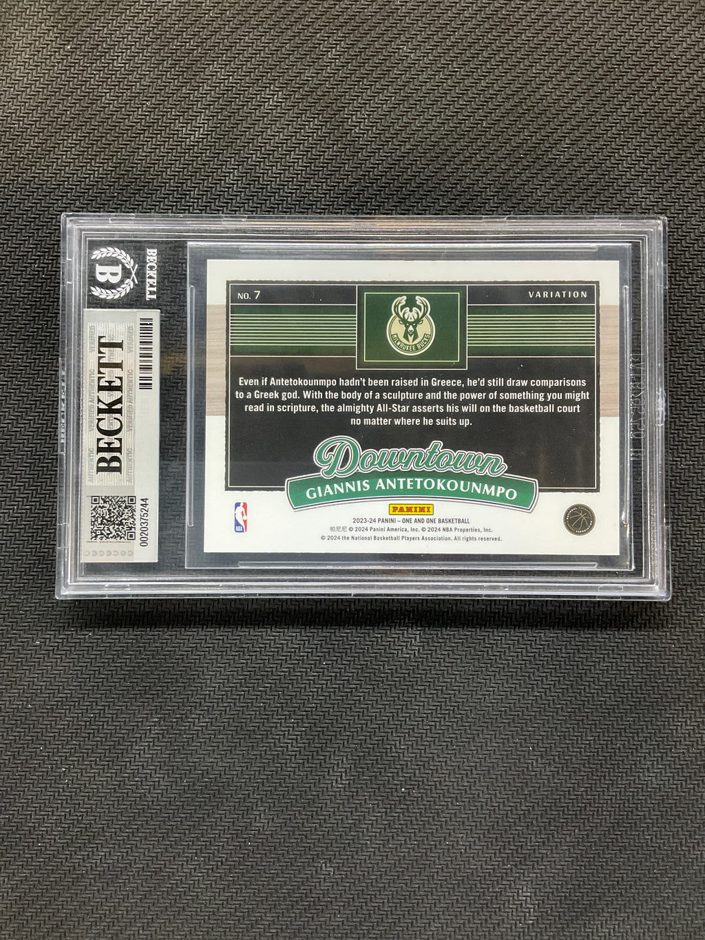 2023-24 Panini One Giannis Antetokounmpo Downtown! BGS 8.5 Bucks