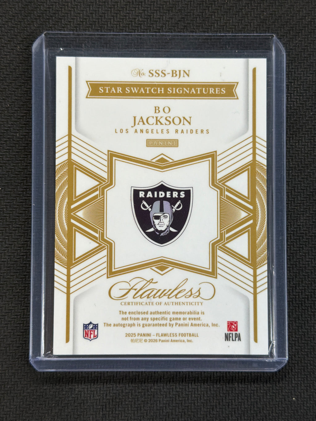 2025 Panini Flawless Star Swatch Bo Jackson Patch Auto /20 Raiders
