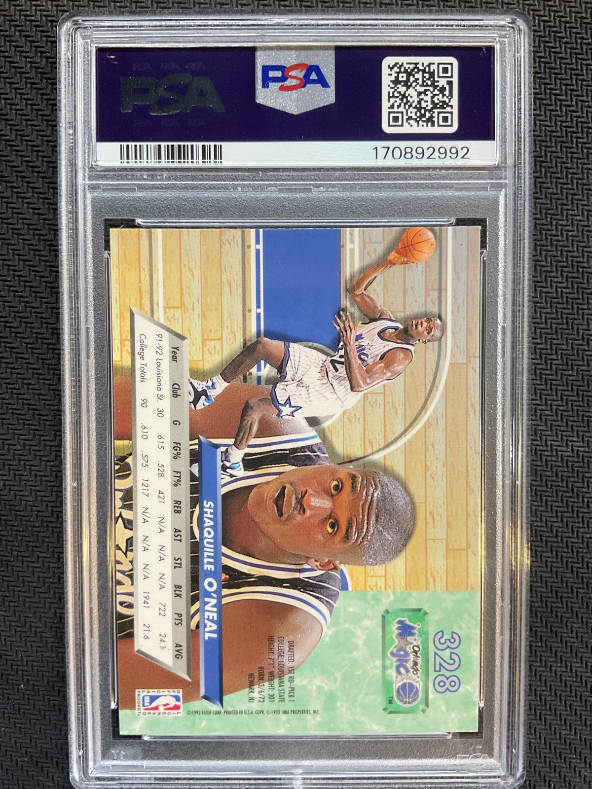 1992 Ultra #328 Shaquille O'neal PSA 9