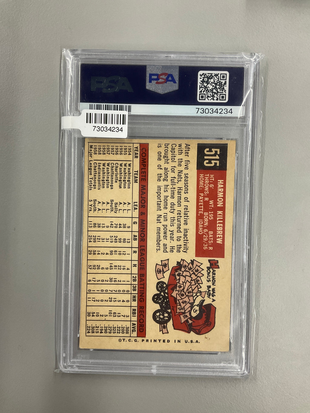 1959 Topps Harmon Killebrew #515 PSA 2