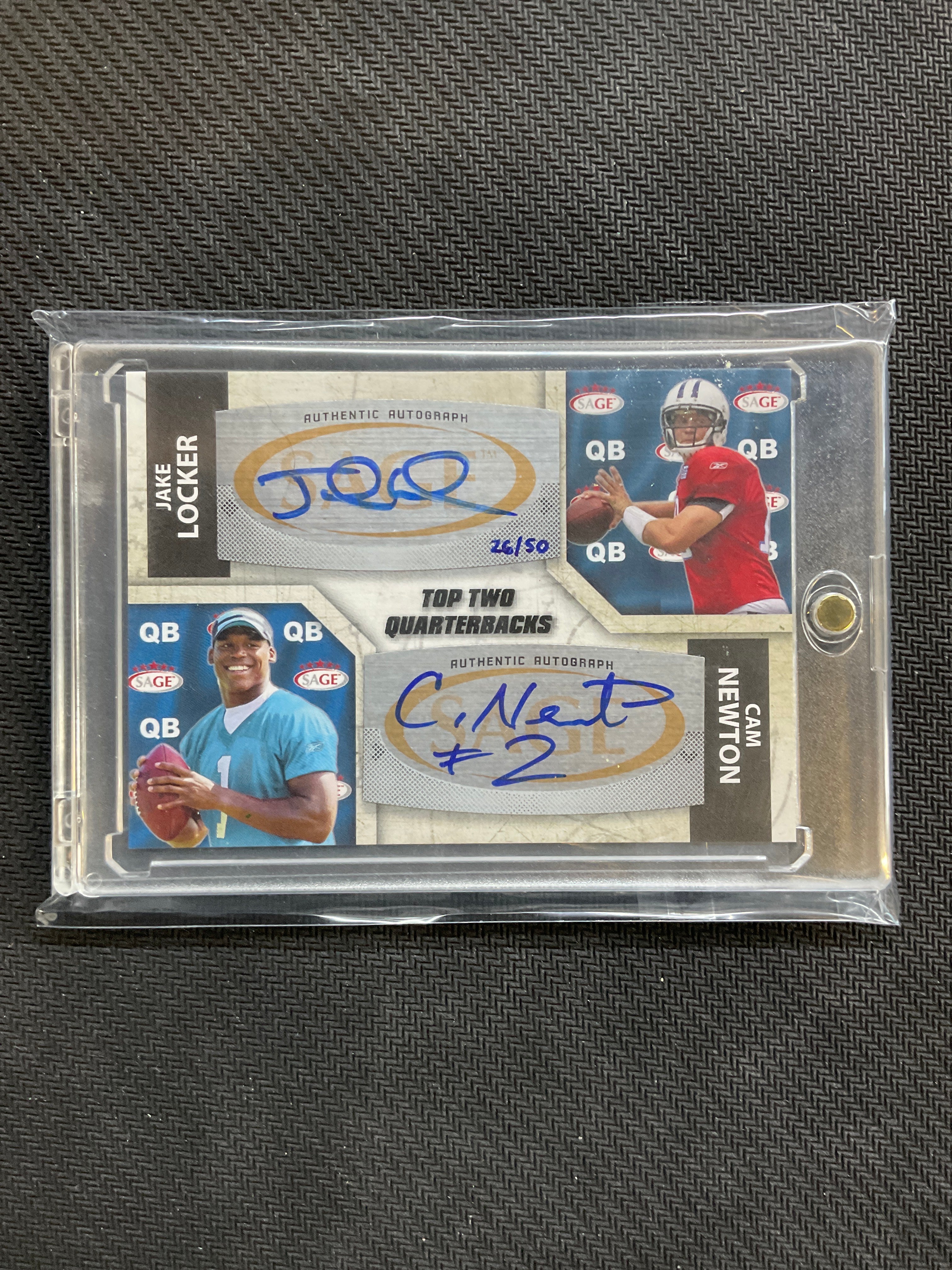2011 Sage Cam Newton / Jake Locker Rookie Dual Auto /50 Panthers / Titans